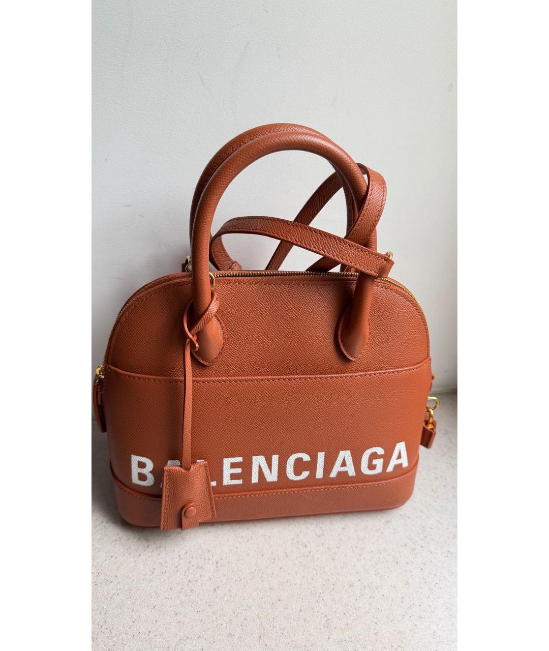 BALENCIAGA Оранжевая кожаная сумка с короткими ручками, фото 2