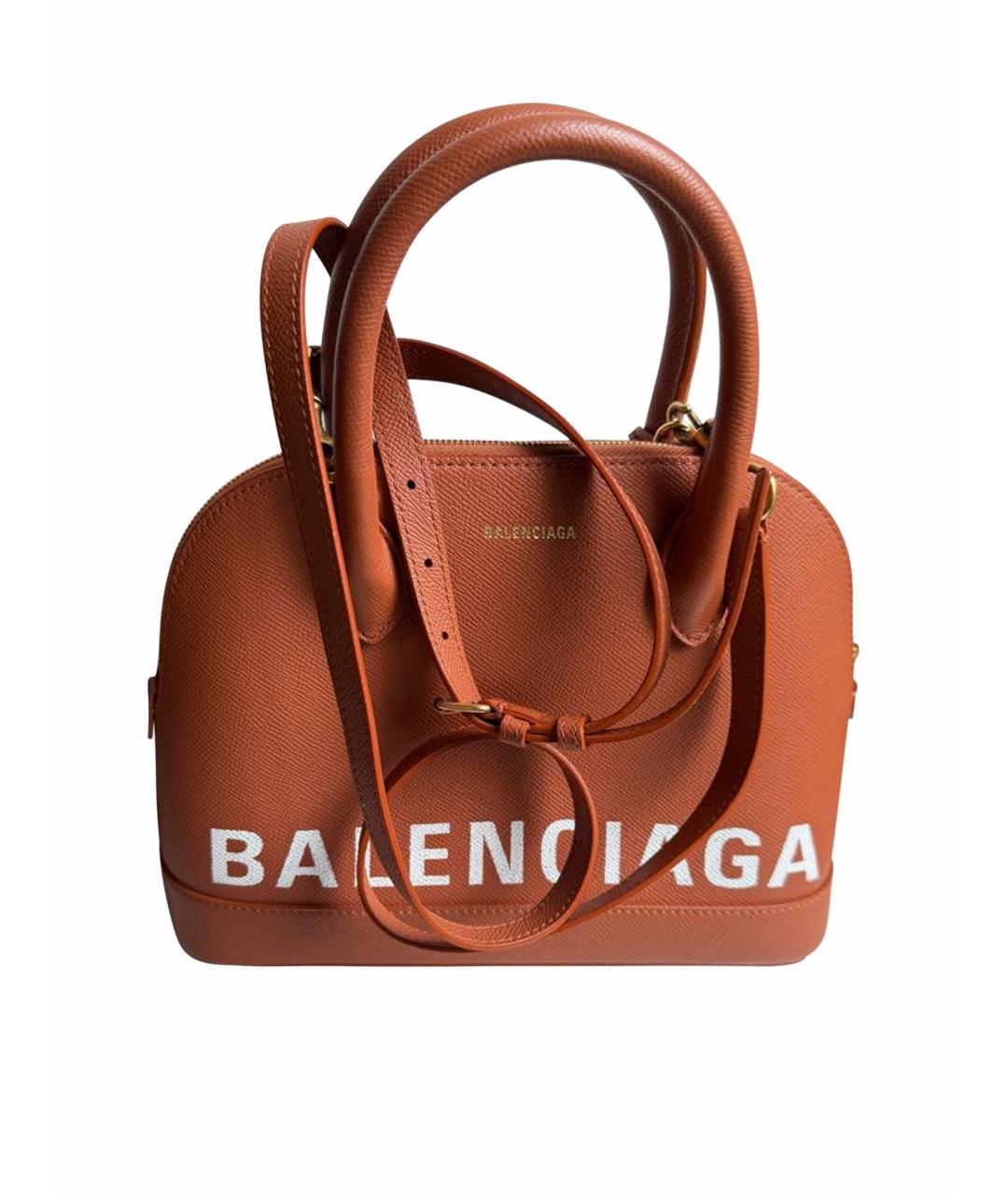 BALENCIAGA Оранжевая кожаная сумка с короткими ручками, фото 1