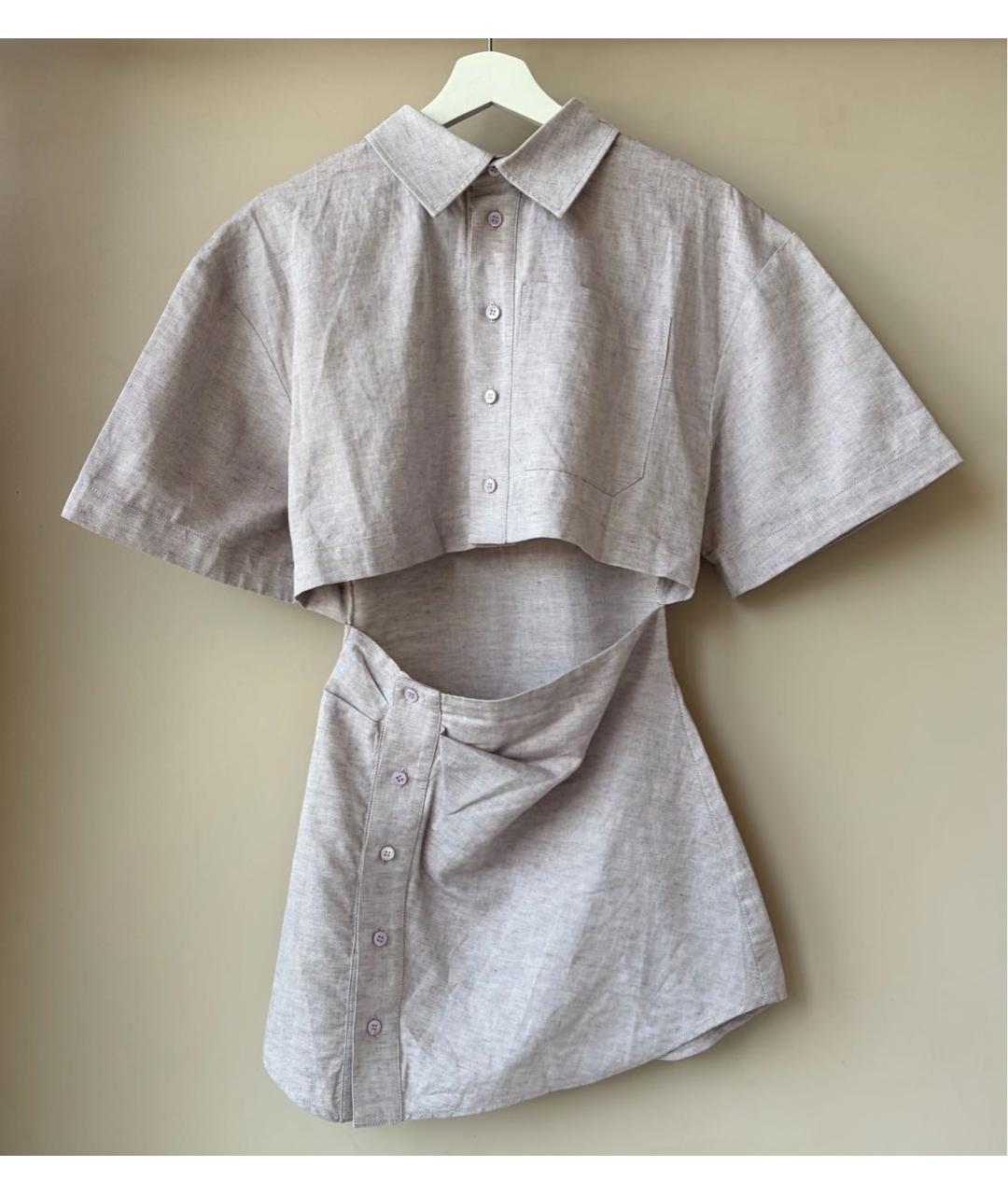 JACQUEMUS Бежевое льняное повседневное платье, фото 2