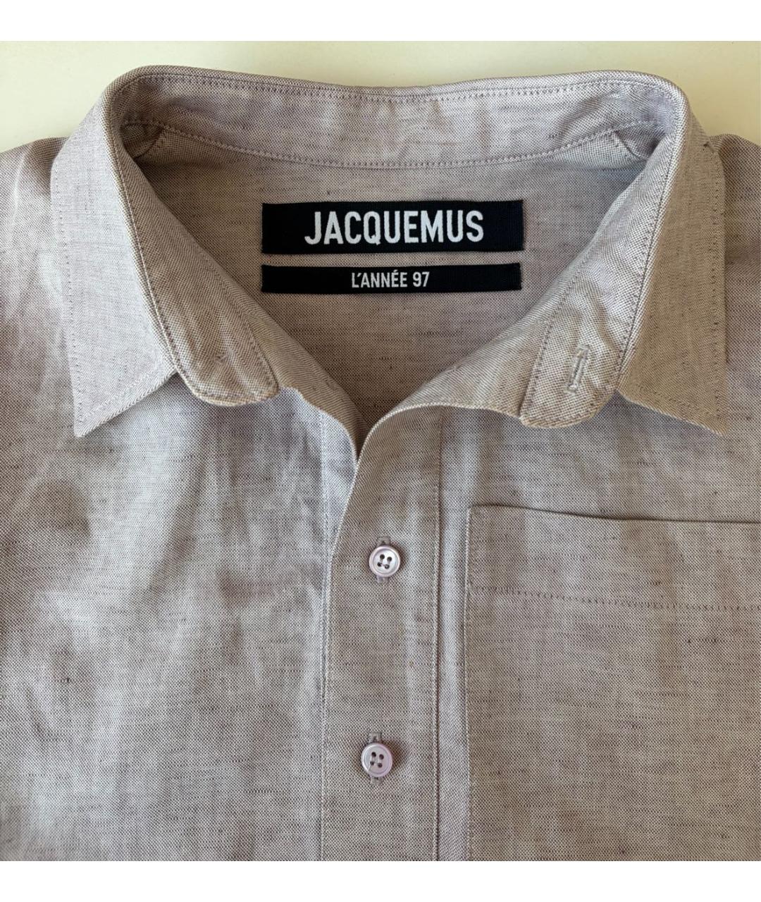JACQUEMUS Бежевое льняное повседневное платье, фото 5