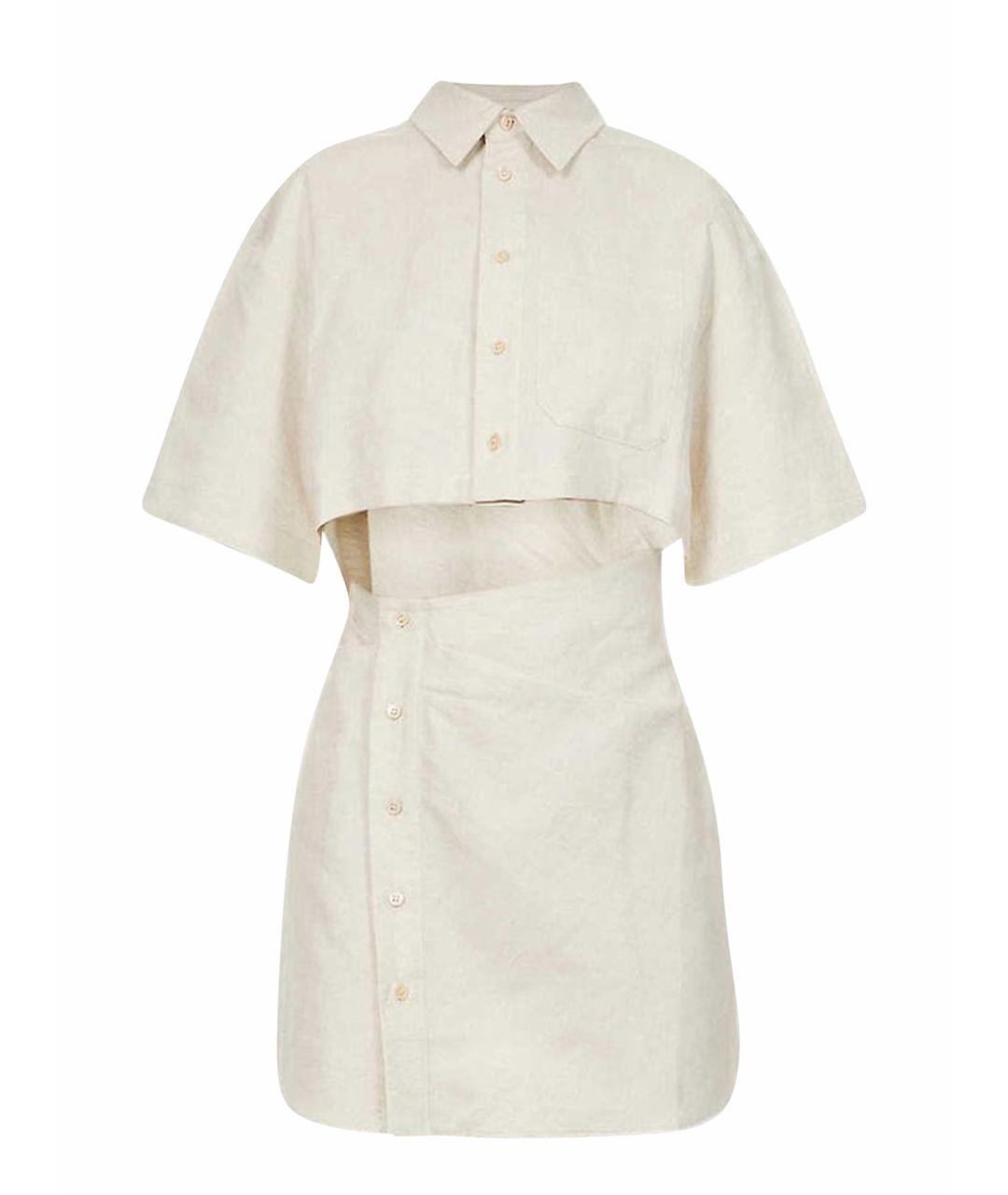 JACQUEMUS Бежевое льняное повседневное платье, фото 1