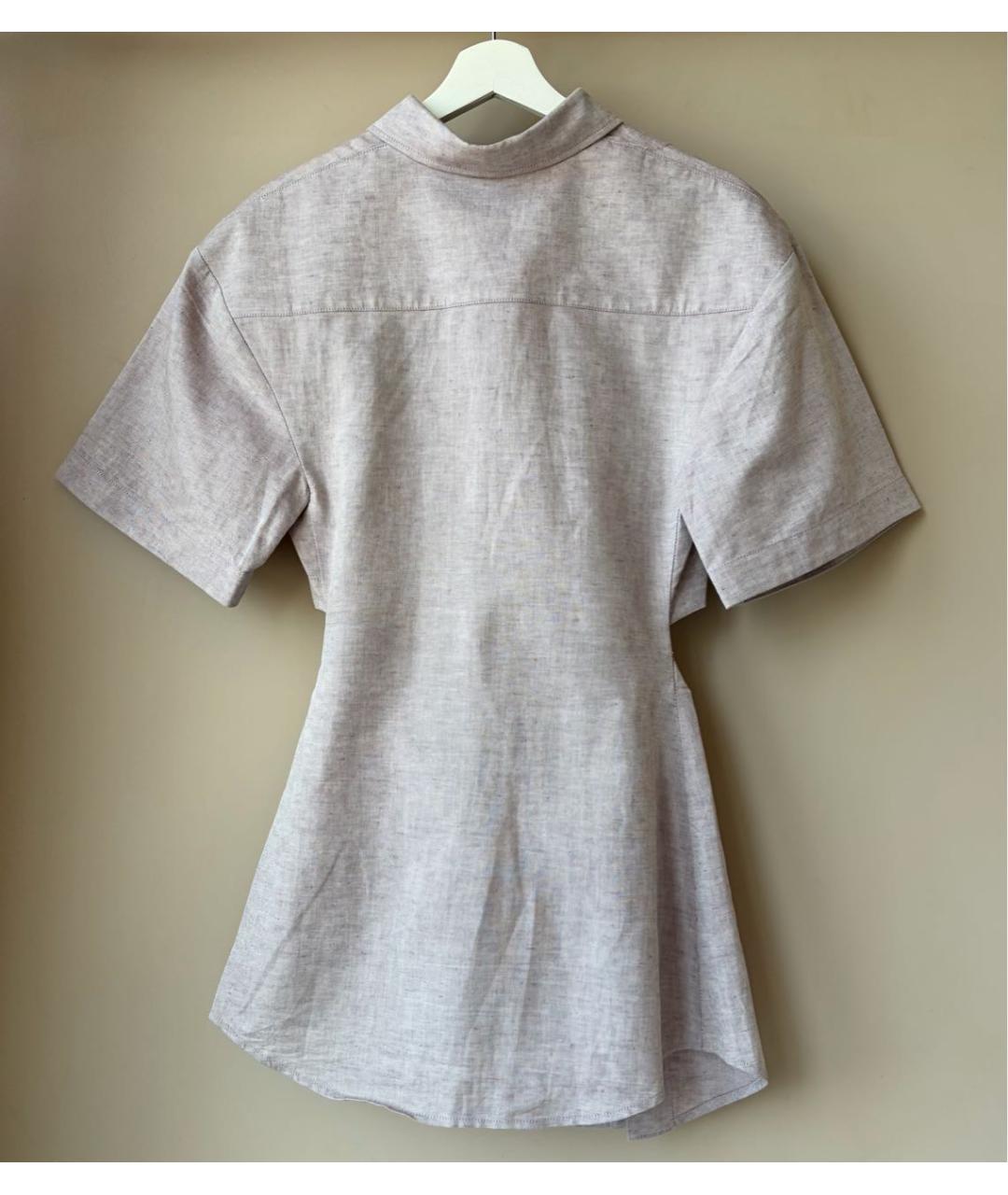 JACQUEMUS Бежевое льняное повседневное платье, фото 3