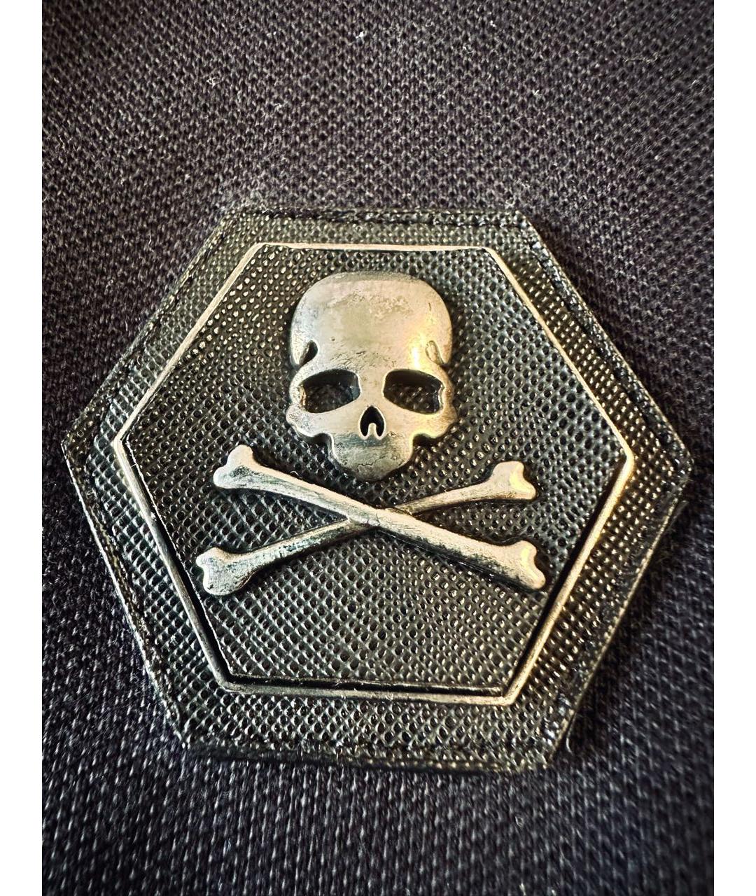 PHILIPP PLEIN Черное хлопковое поло с коротким рукавом, фото 6