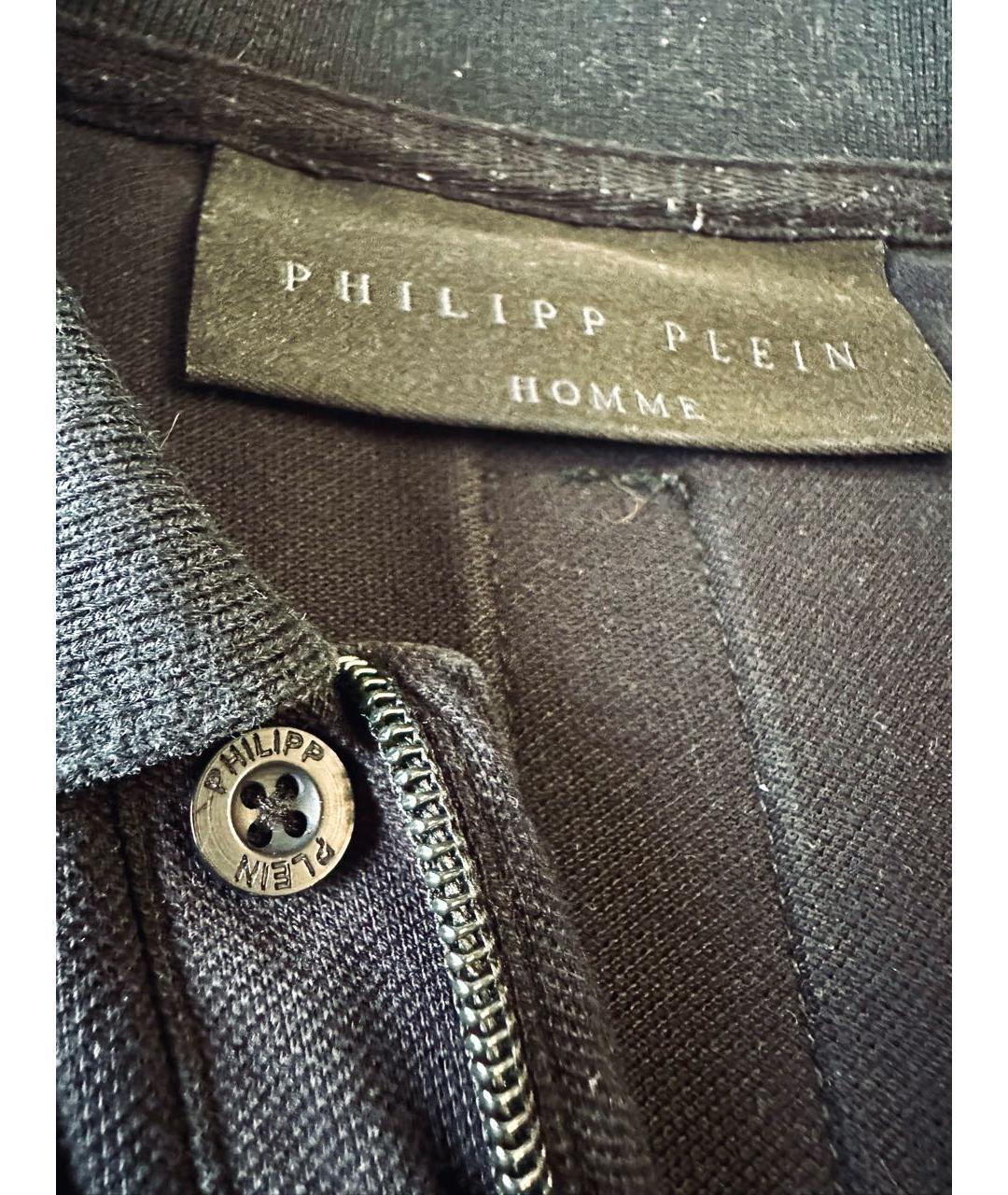 PHILIPP PLEIN Черное хлопковое поло с коротким рукавом, фото 4