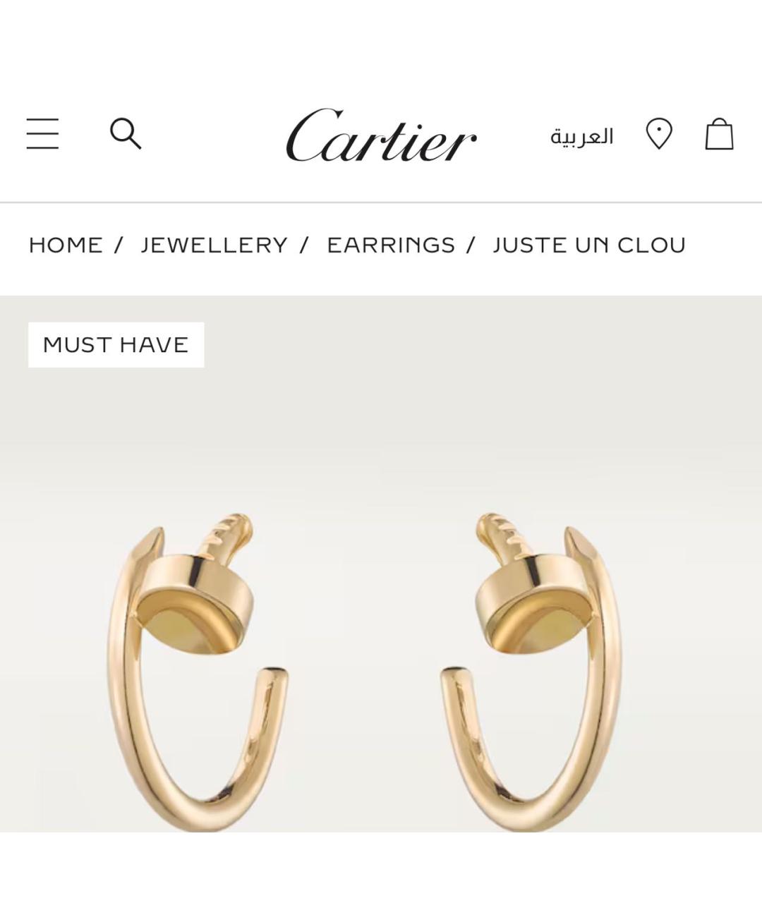 CARTIER Желтые серьги из желтого золота, фото 2