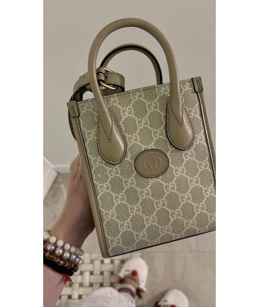 GUCCI Бежевая кожаная сумка через плечо, фото 7