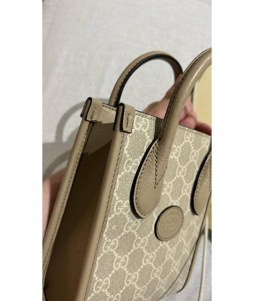 GUCCI Бежевая кожаная сумка через плечо, фото 2