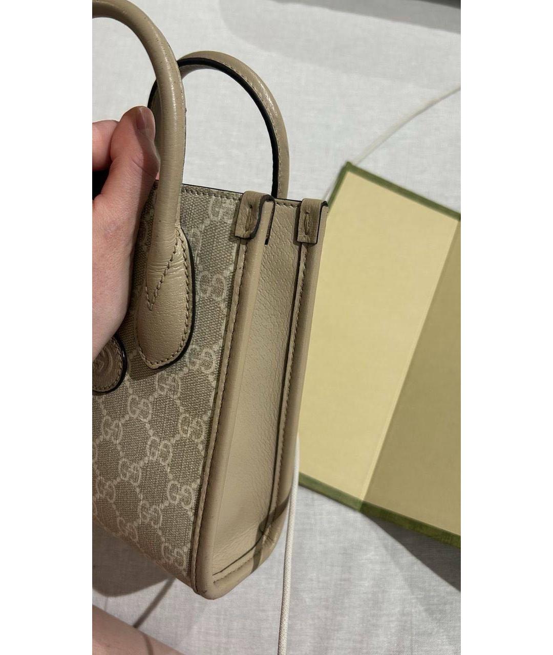 GUCCI Бежевая кожаная сумка через плечо, фото 5