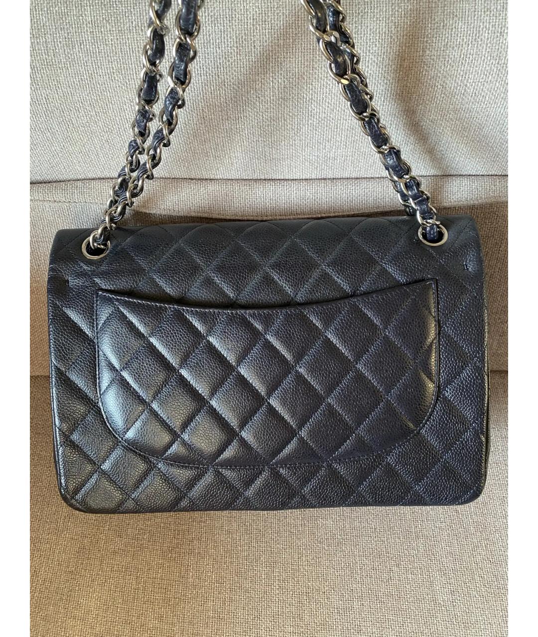 CHANEL Темно-синяя кожаная сумка тоут, фото 2
