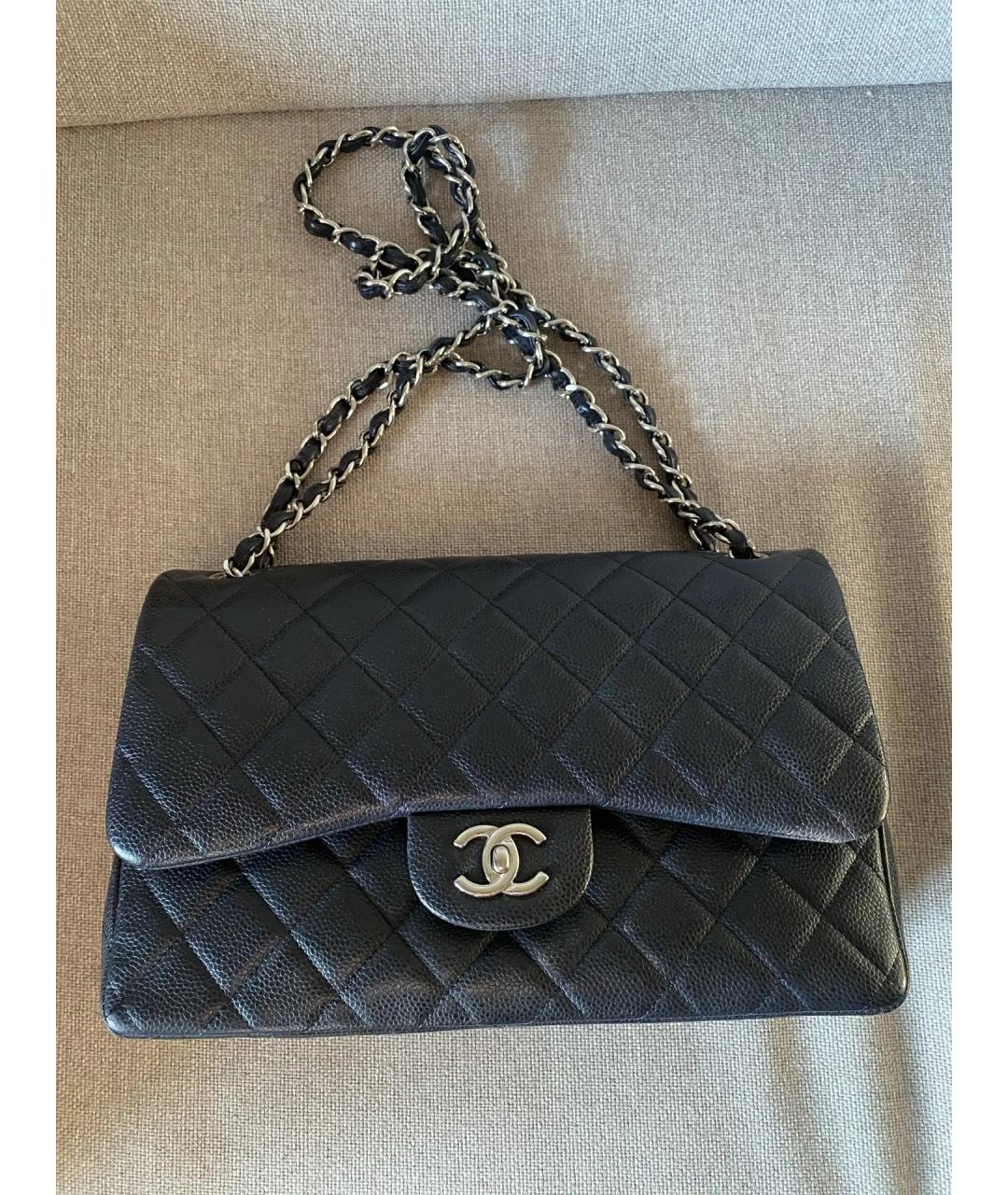 CHANEL Темно-синяя кожаная сумка тоут, фото 5