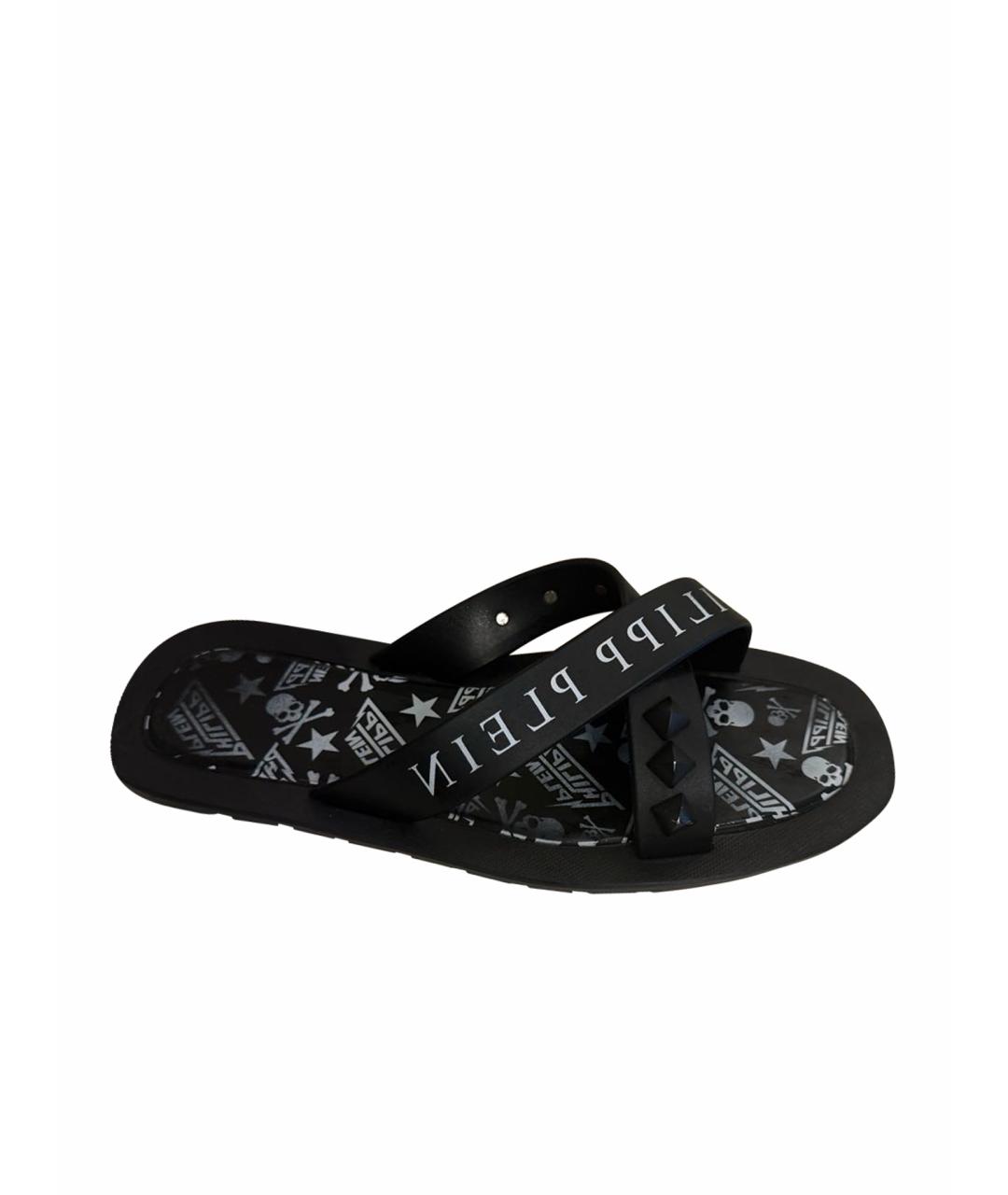 PHILIPP PLEIN Черные резиновые шлепанцы, фото 1