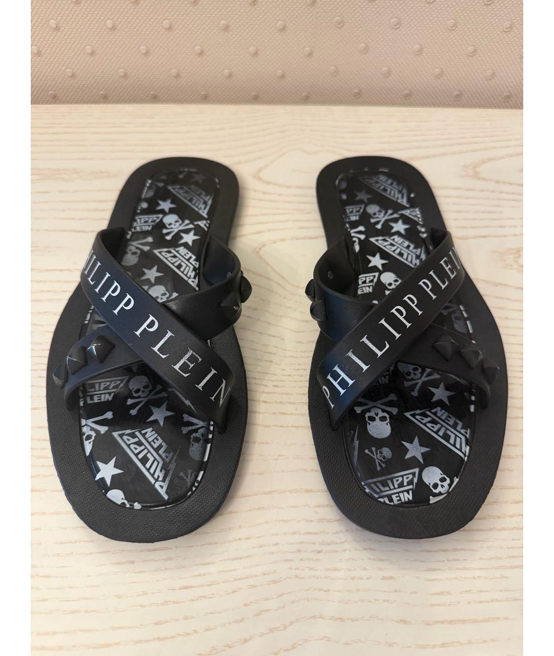 PHILIPP PLEIN Черные резиновые шлепанцы, фото 2