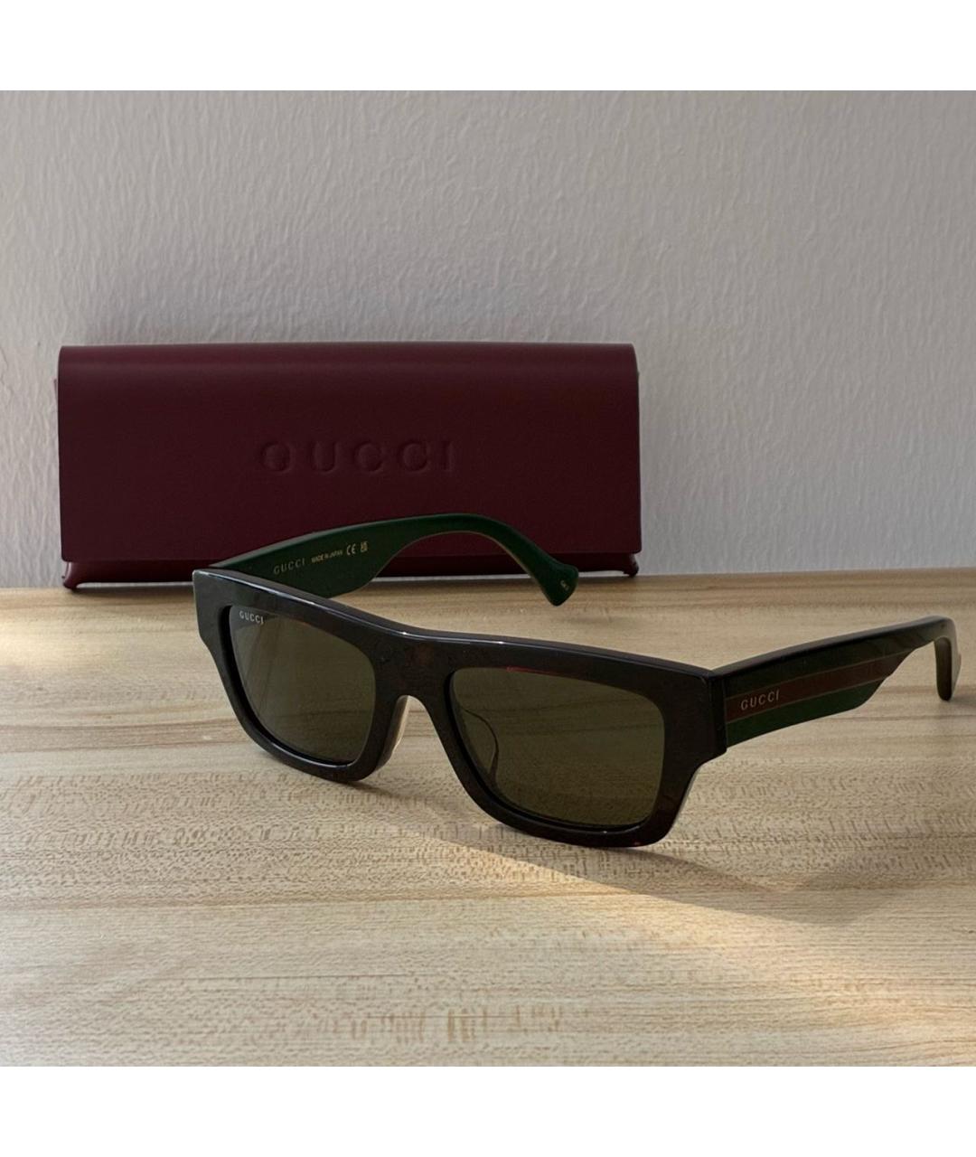 GUCCI Коричневые пластиковые солнцезащитные очки, фото 4