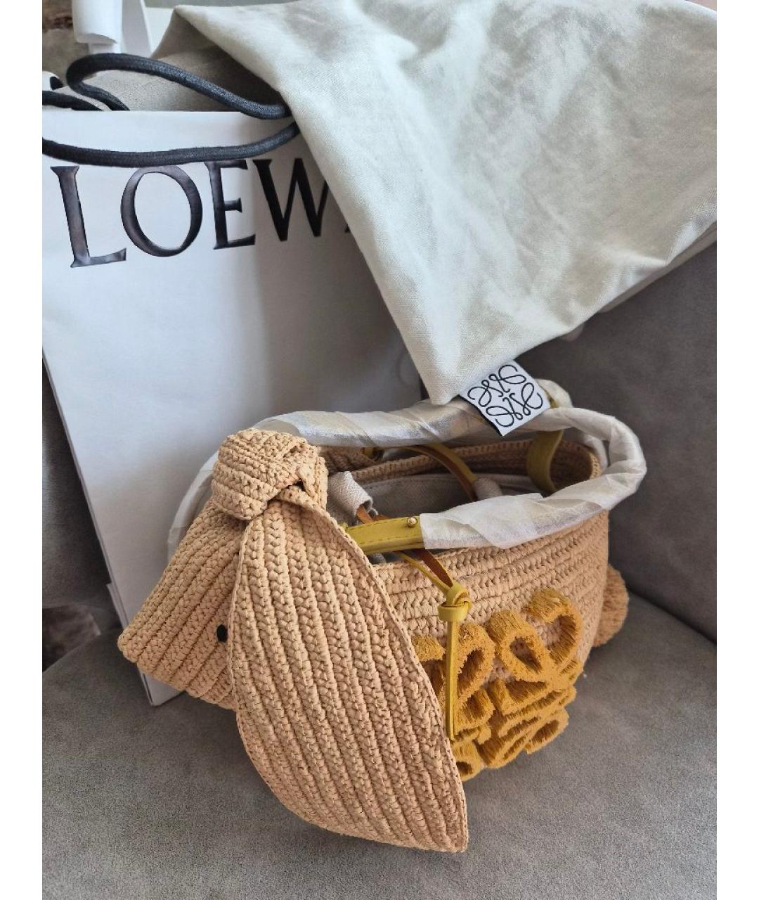 LOEWE Бежевая плетеная сумка через плечо, фото 6
