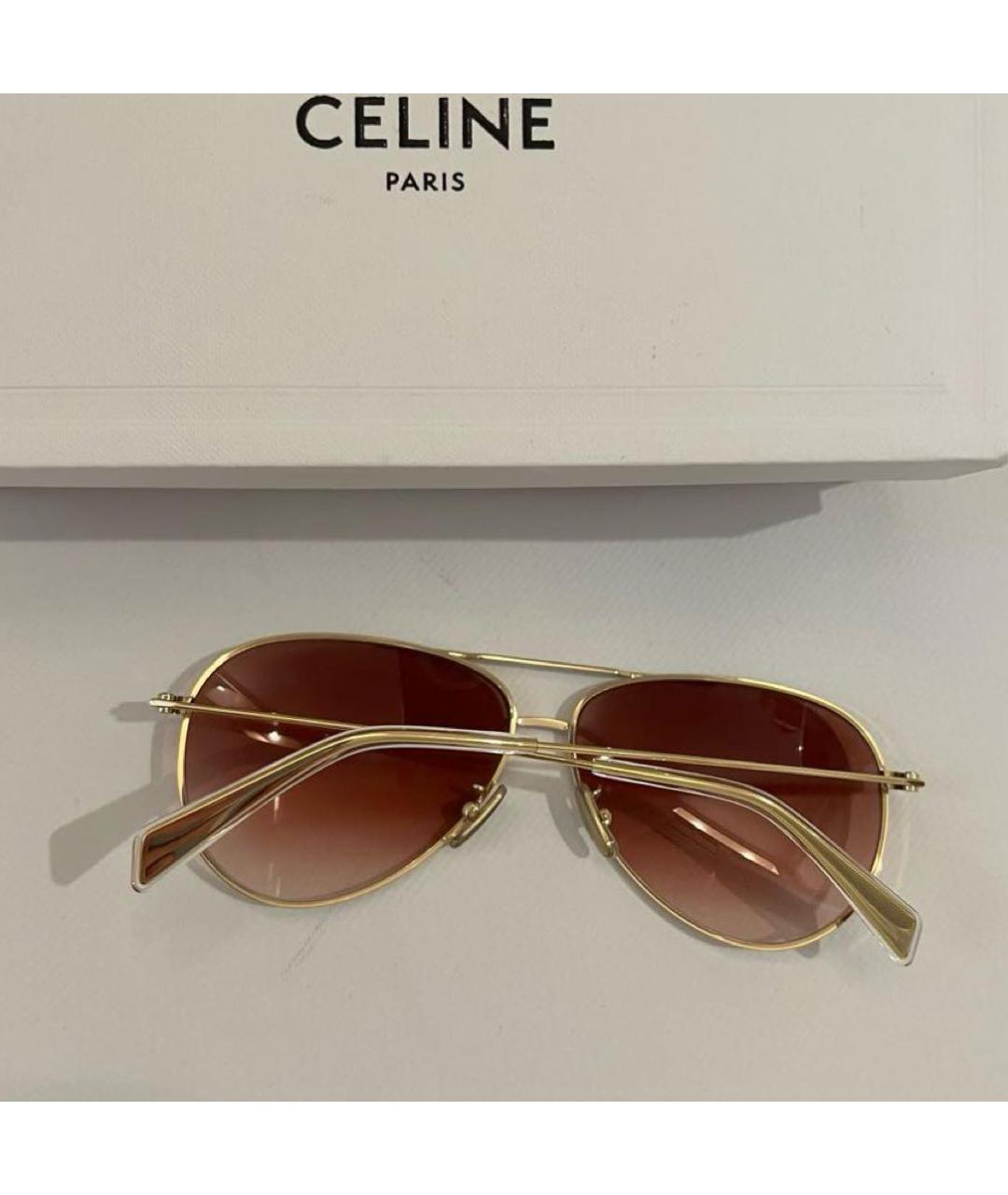CELINE Золотые металлические солнцезащитные очки, фото 2