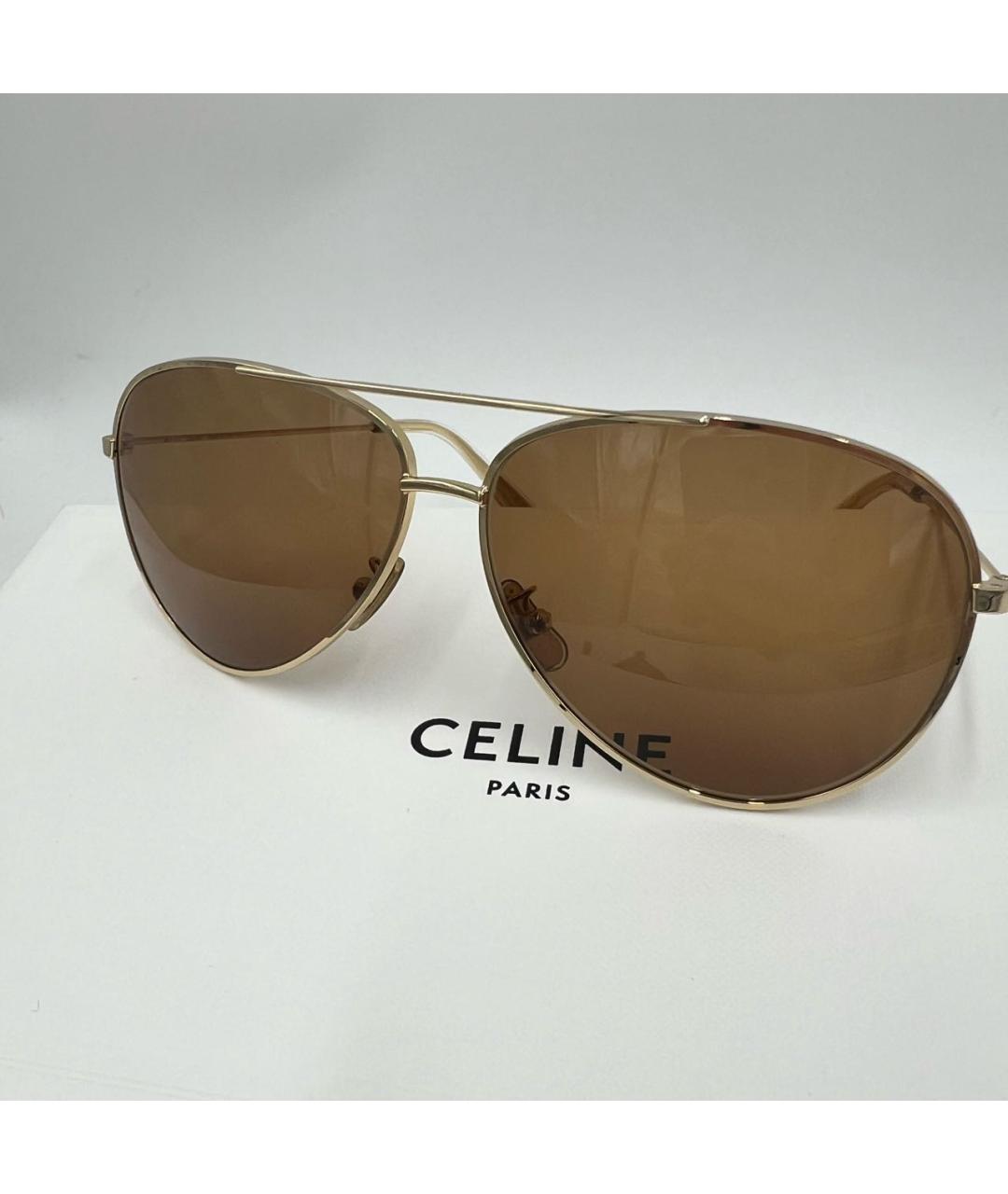 CELINE Золотые металлические солнцезащитные очки, фото 8