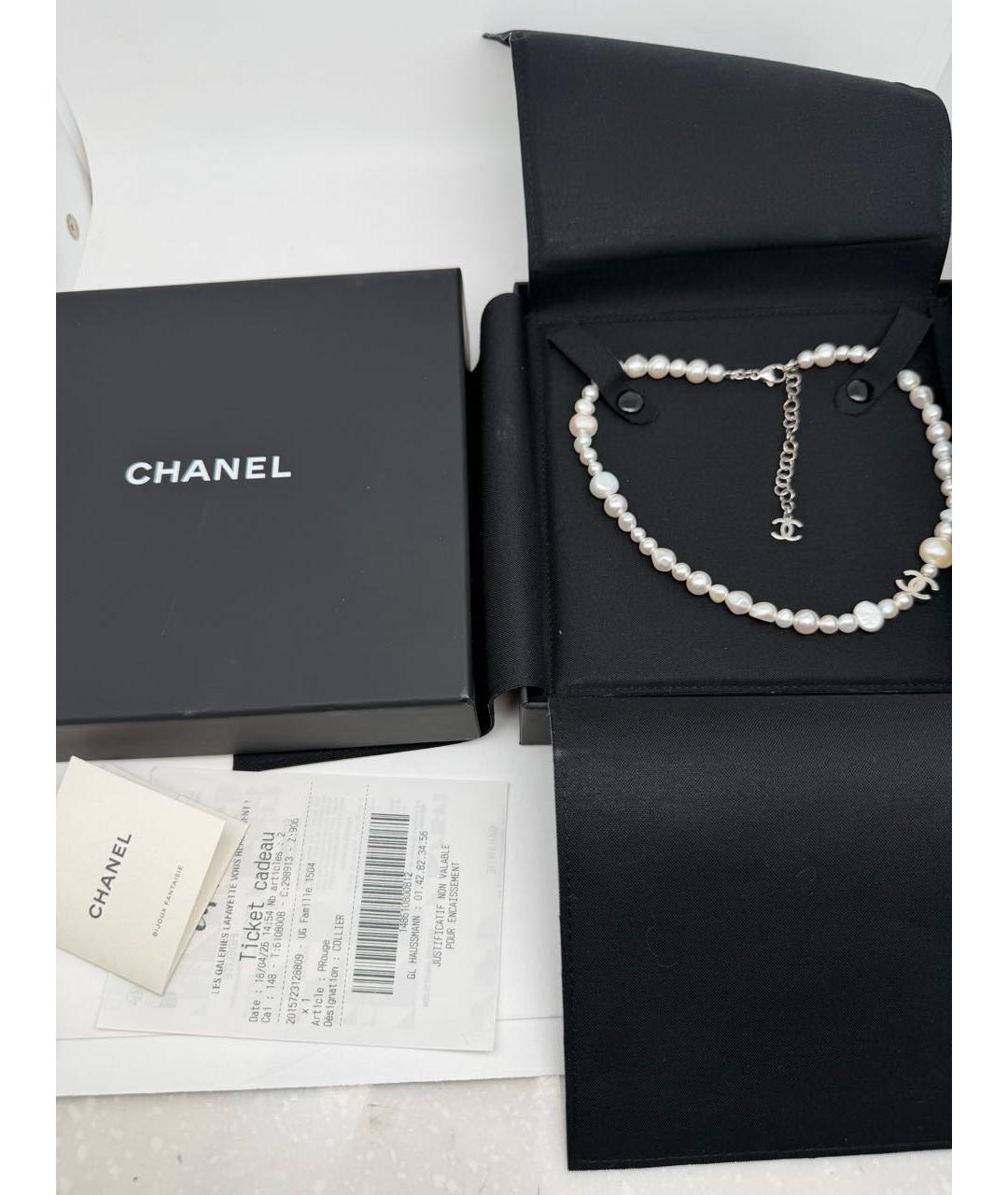 CHANEL Белое жемчужное колье, фото 2