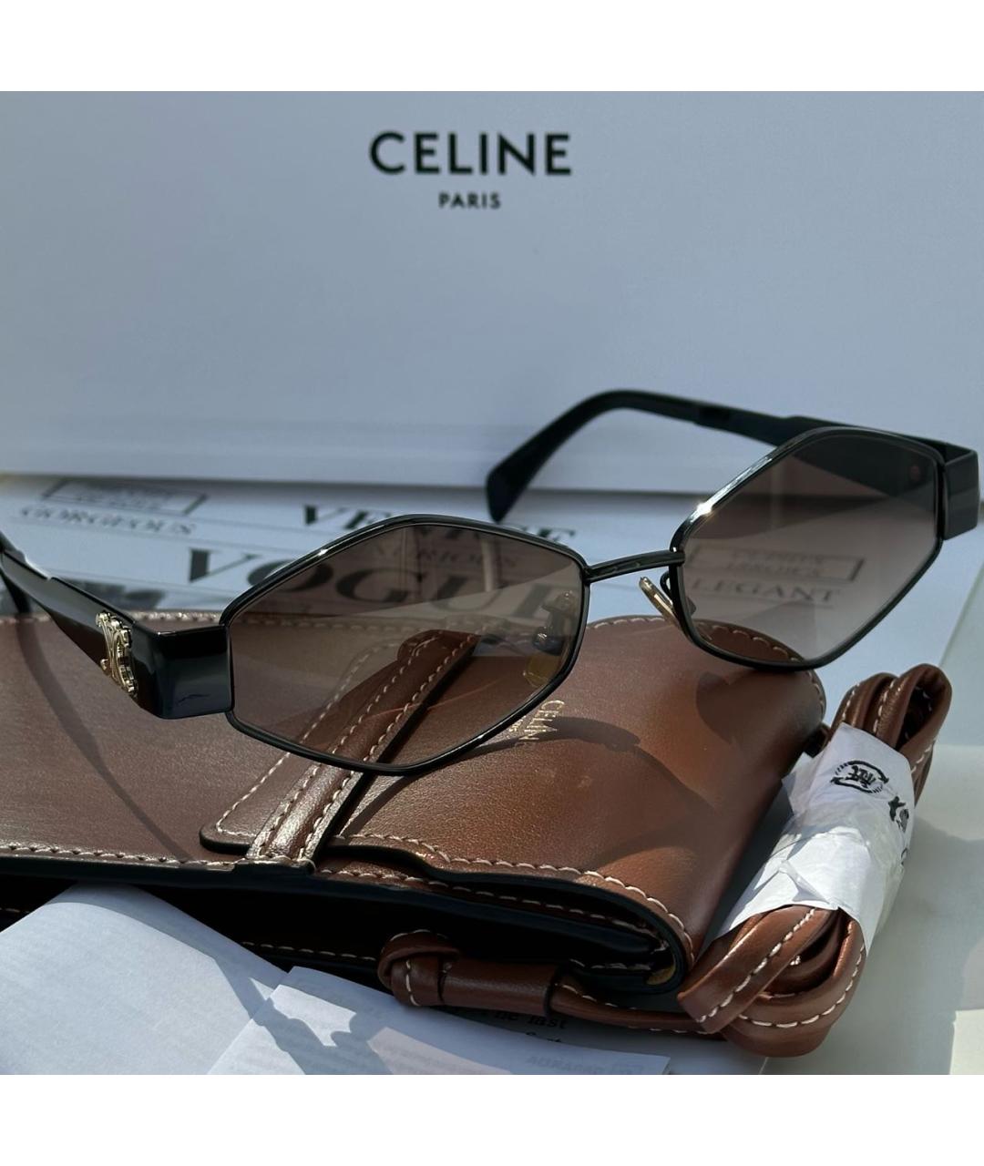 CELINE Черные металлические солнцезащитные очки, фото 5