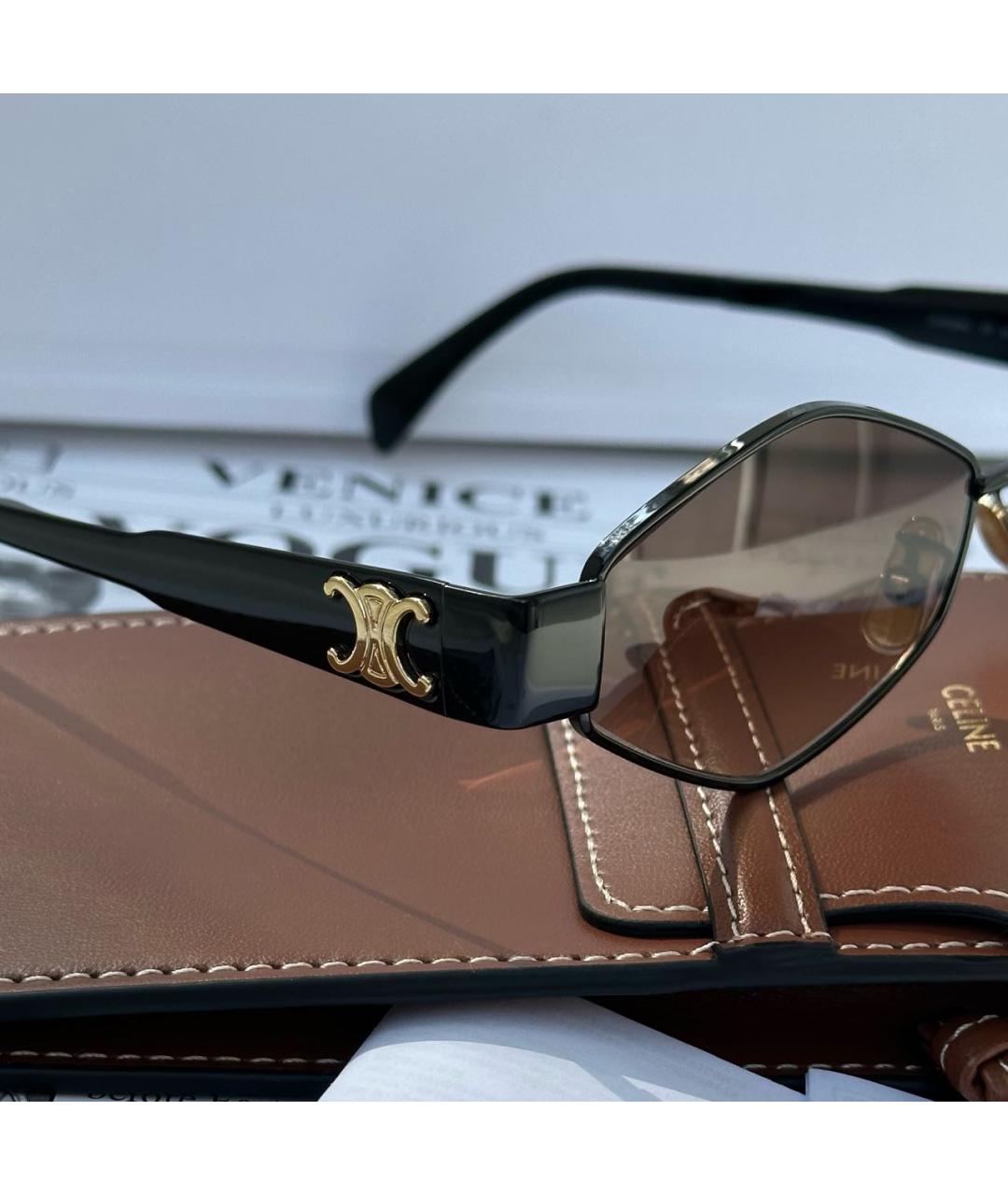 CELINE Черные металлические солнцезащитные очки, фото 3