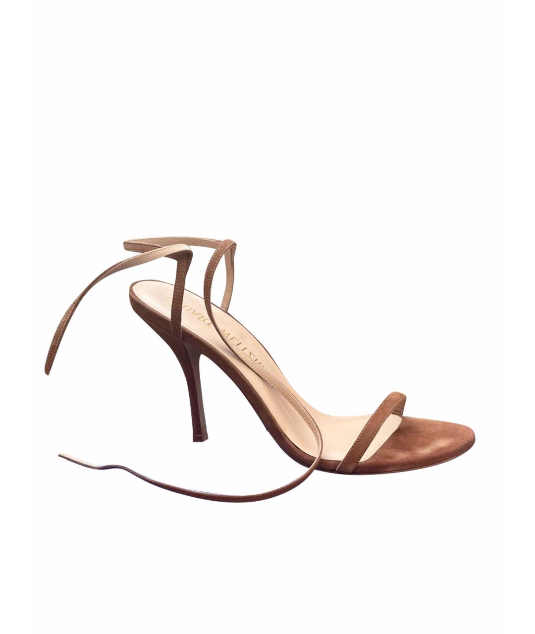 STUART WEITZMAN Бежевые замшевые босоножки, фото 1