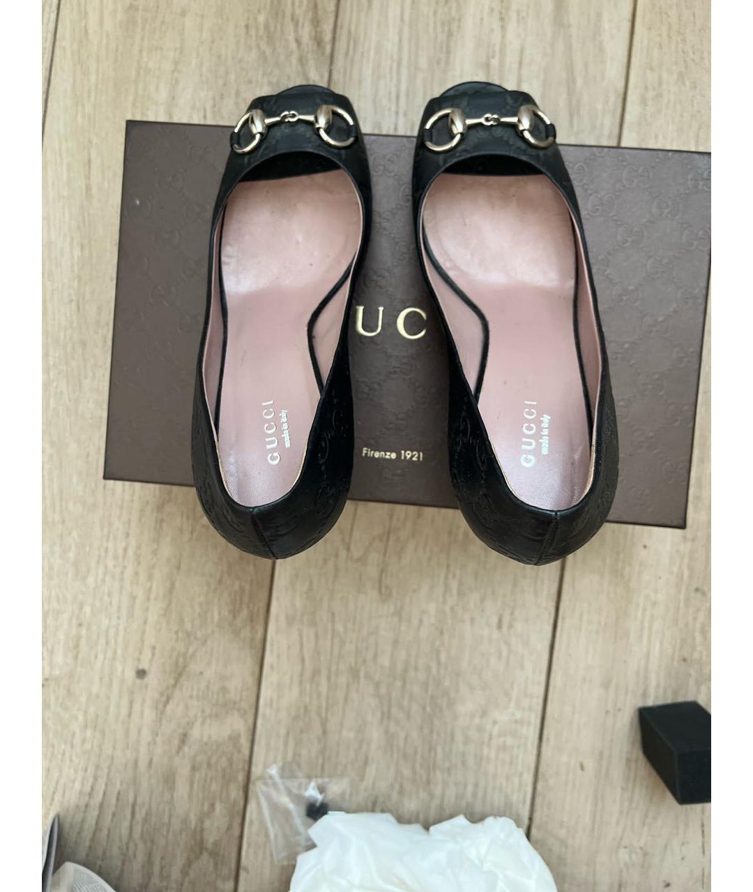 GUCCI Черные кожаные туфли, фото 3