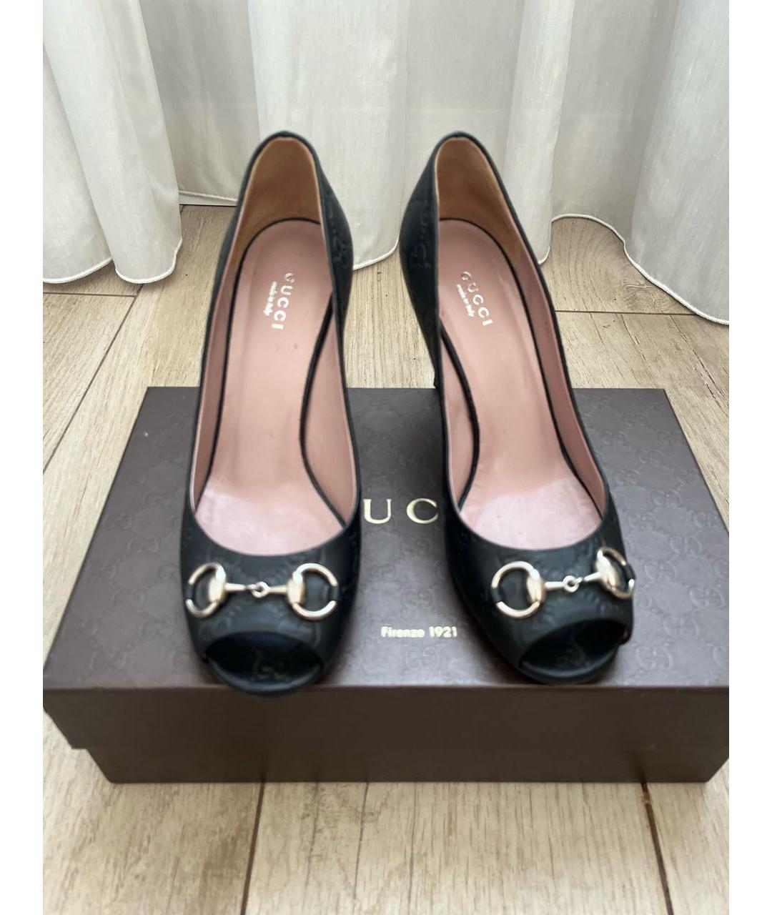 GUCCI Черные кожаные туфли, фото 2