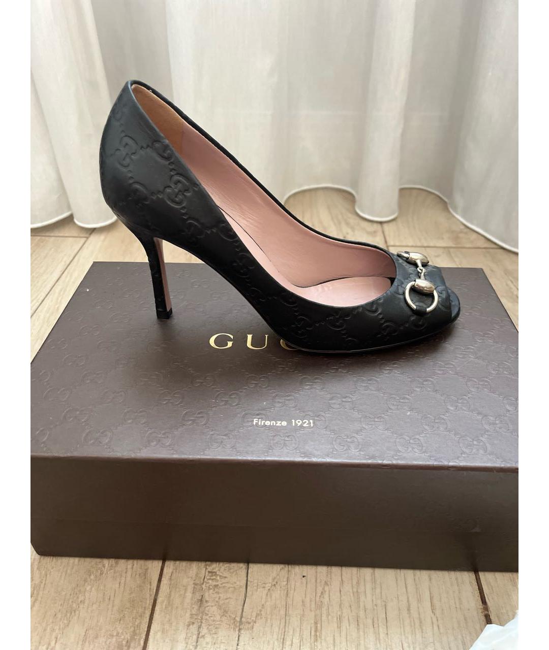GUCCI Черные кожаные туфли, фото 5