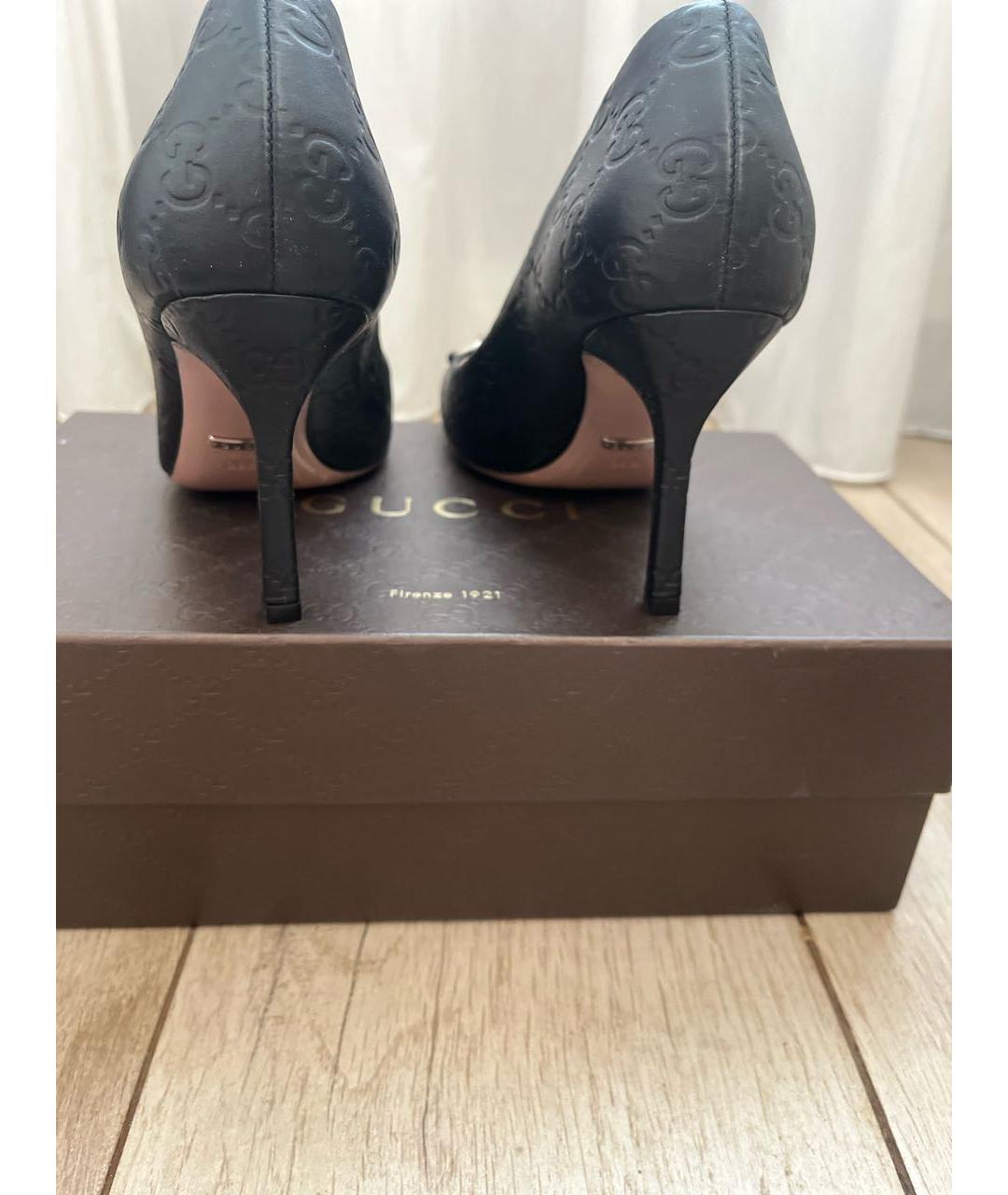 GUCCI Черные кожаные туфли, фото 4