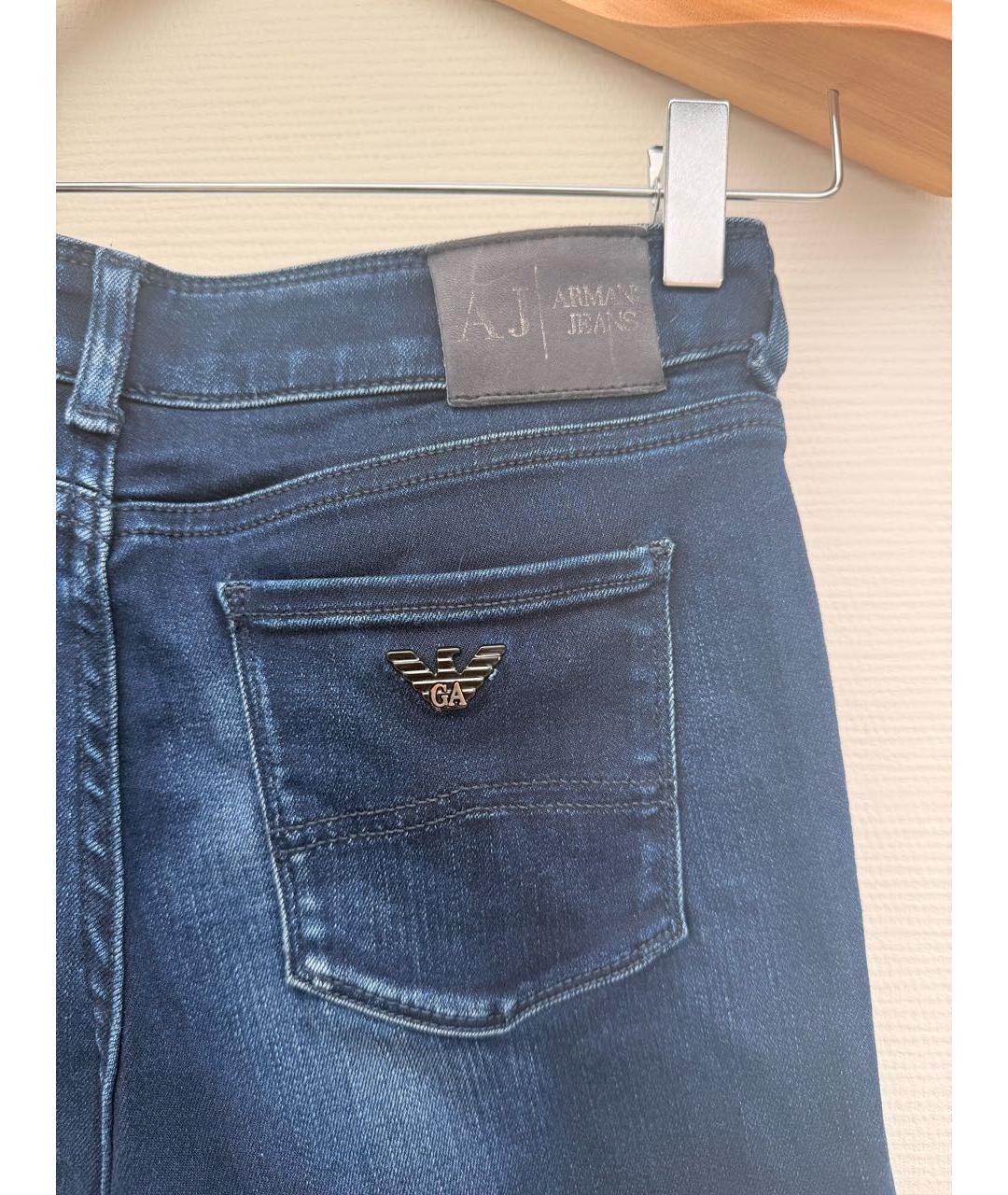 ARMANI JEANS Темно-синие хлопковые прямые джинсы, фото 4