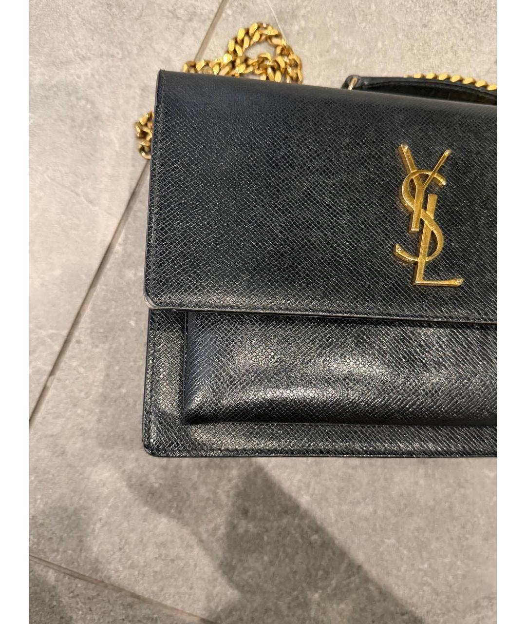 SAINT LAURENT Черная кожаная сумка через плечо, фото 7