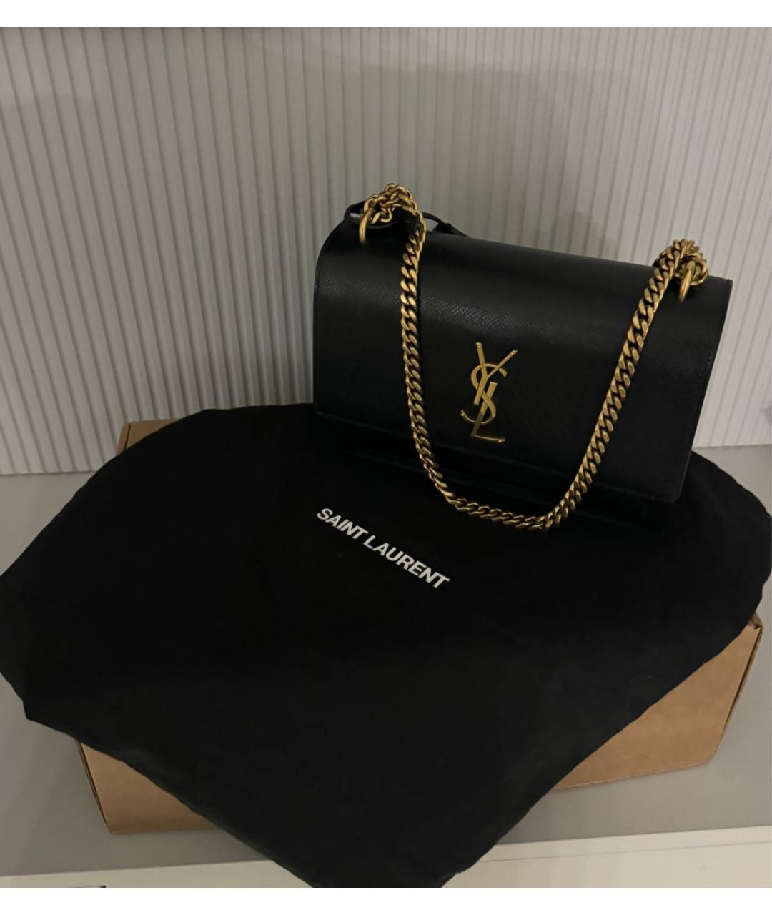 SAINT LAURENT Черная кожаная сумка через плечо, фото 2