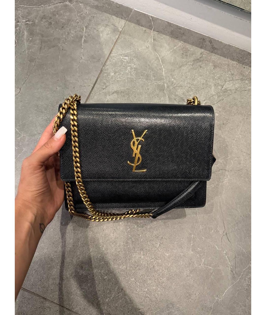 SAINT LAURENT Черная кожаная сумка через плечо, фото 4