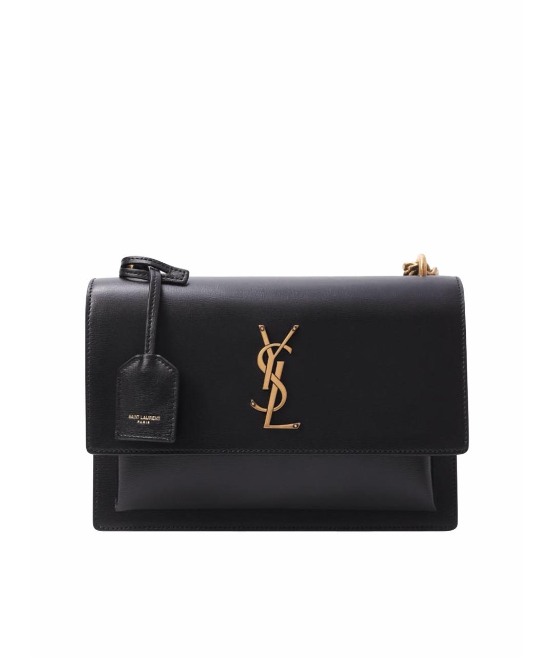 SAINT LAURENT Черная кожаная сумка через плечо, фото 1