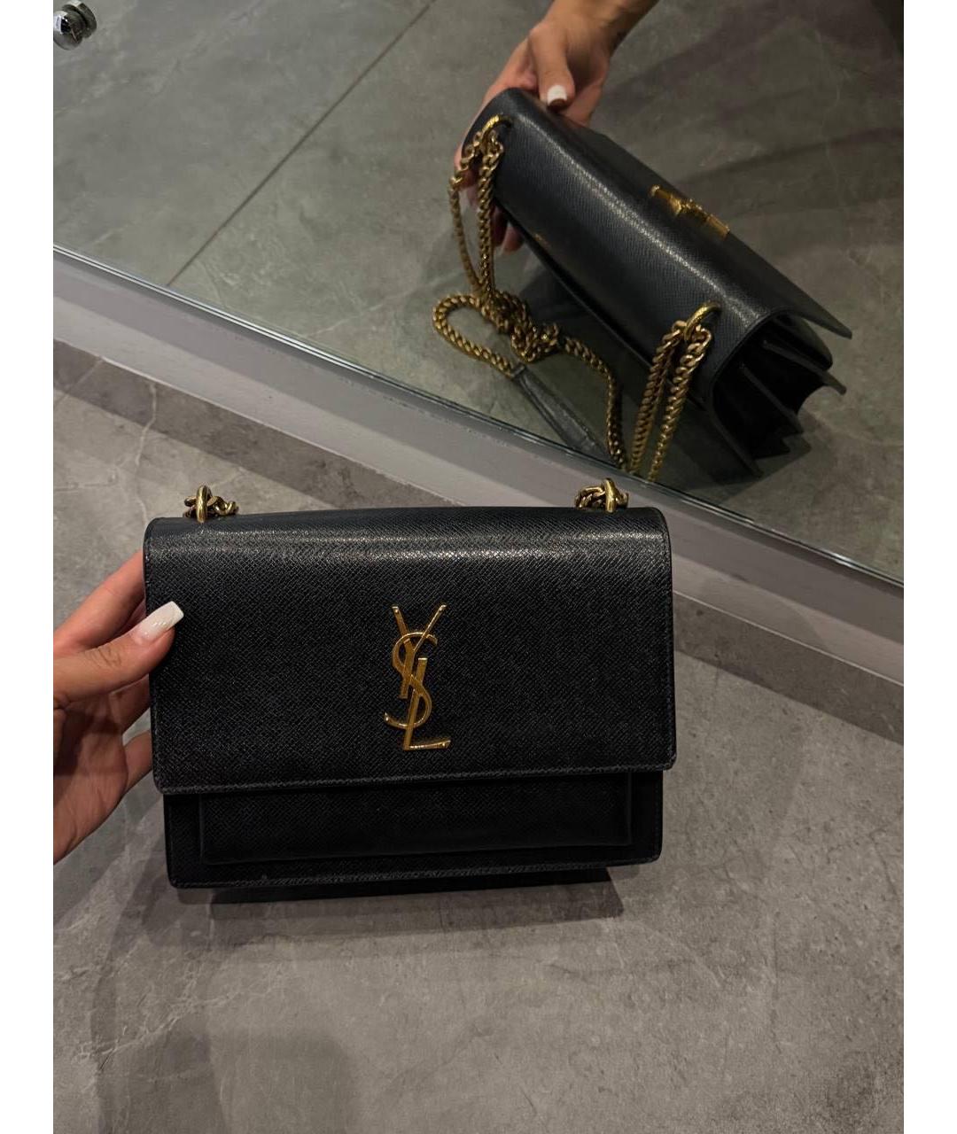 SAINT LAURENT Черная кожаная сумка через плечо, фото 3