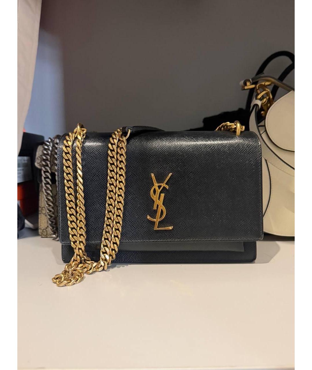 SAINT LAURENT Черная кожаная сумка через плечо, фото 8