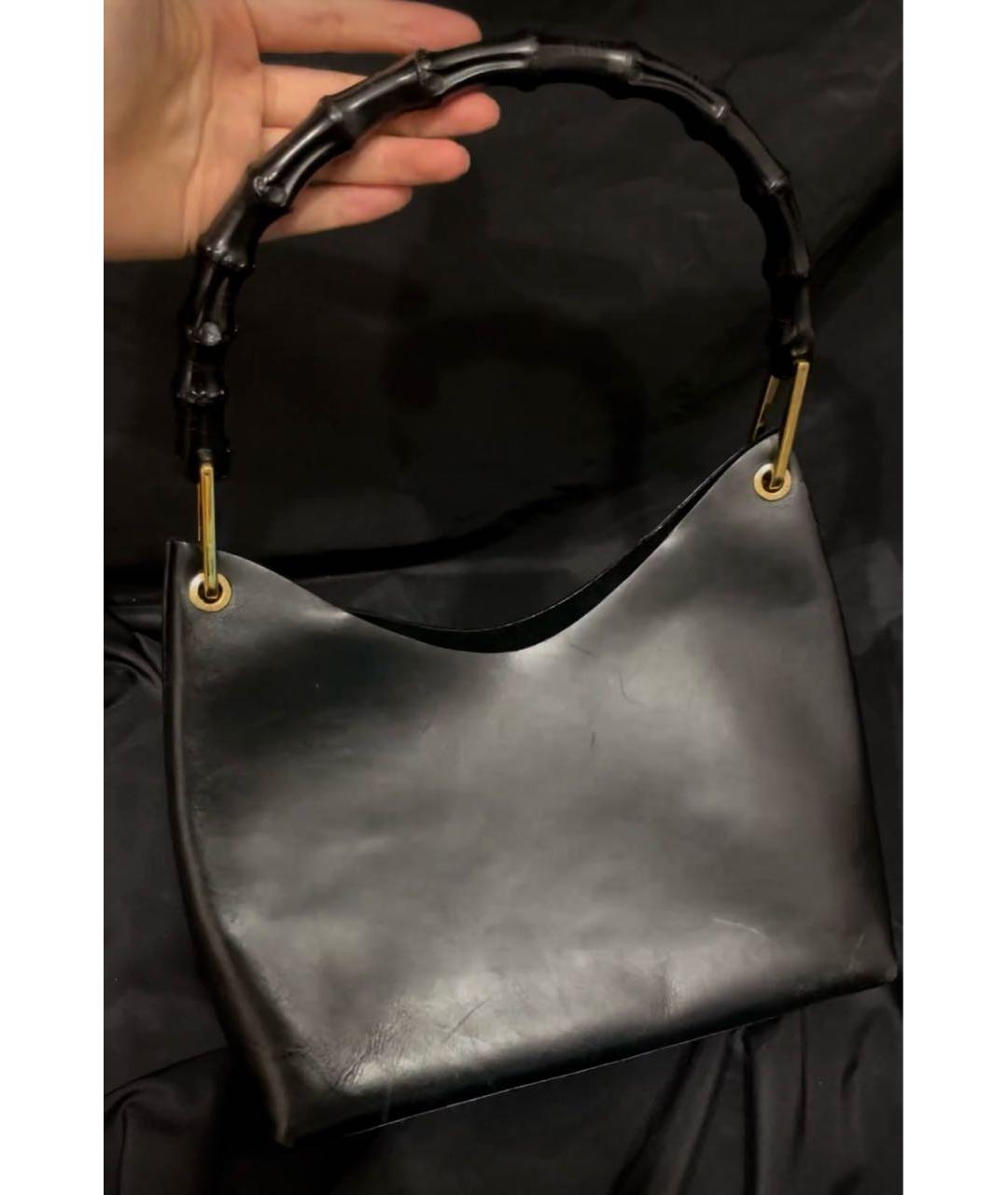 GUCCI Черная кожаная сумка с короткими ручками, фото 7