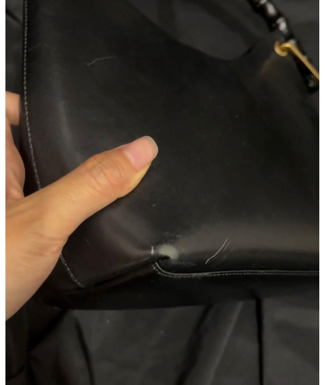 GUCCI Черная кожаная сумка с короткими ручками, фото 3