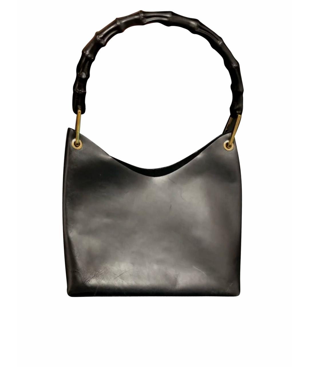 GUCCI Черная кожаная сумка с короткими ручками, фото 1