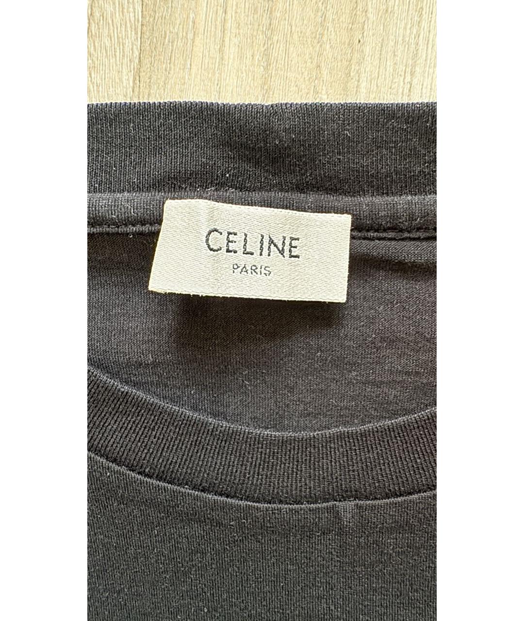 CELINE Черная хлопко-эластановая футболка, фото 4