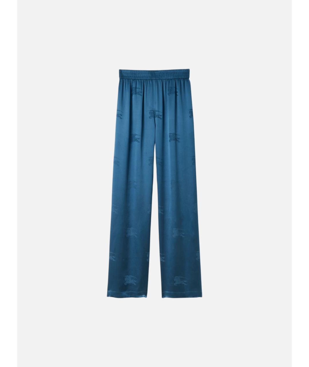 BURBERRY Синие шелковые прямые брюки, фото 1