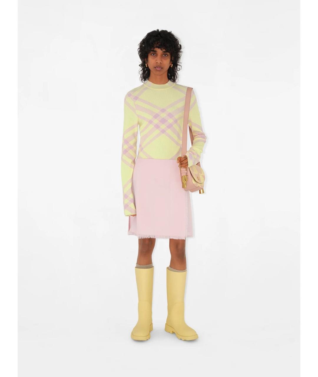 BURBERRY Розовая шерстяная юбка миди, фото 2