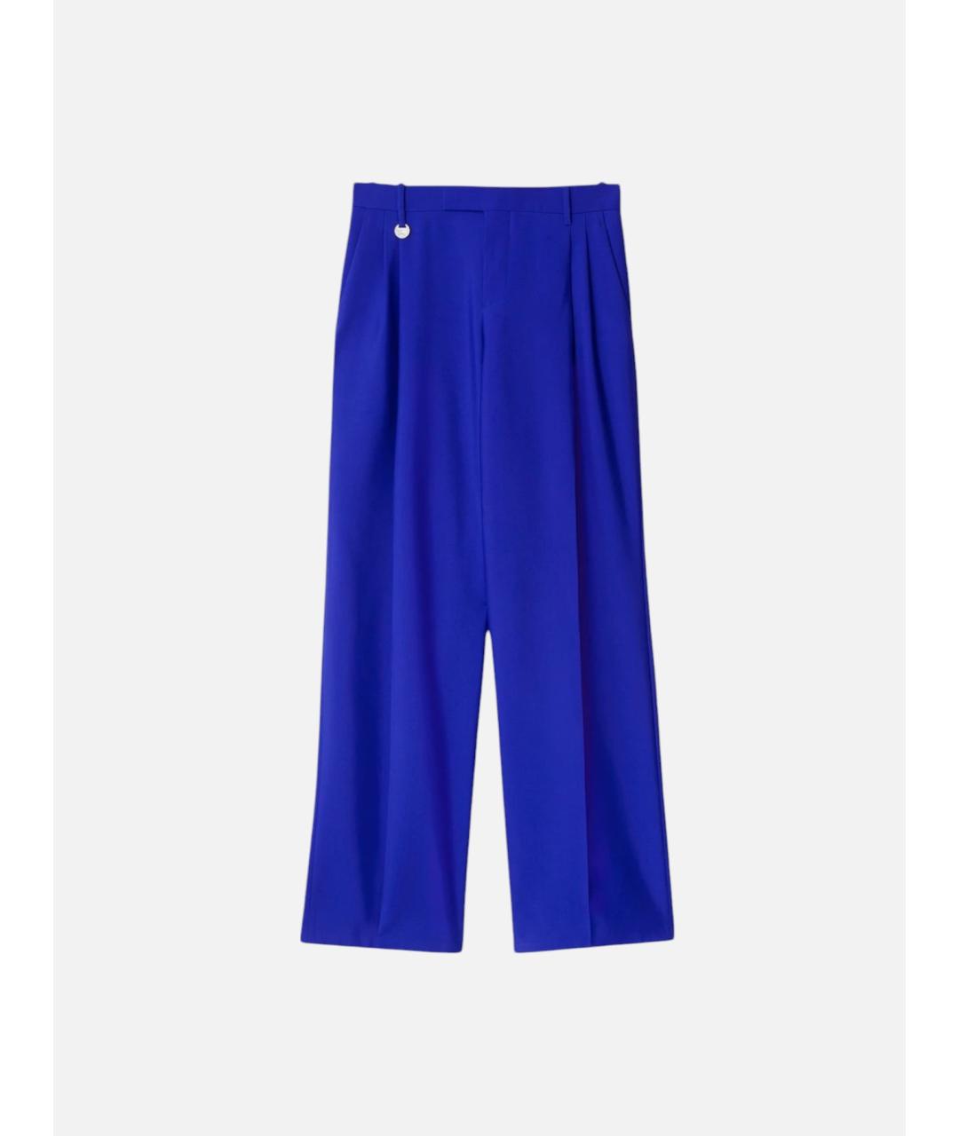 BURBERRY Синие шерстяные прямые брюки, фото 1