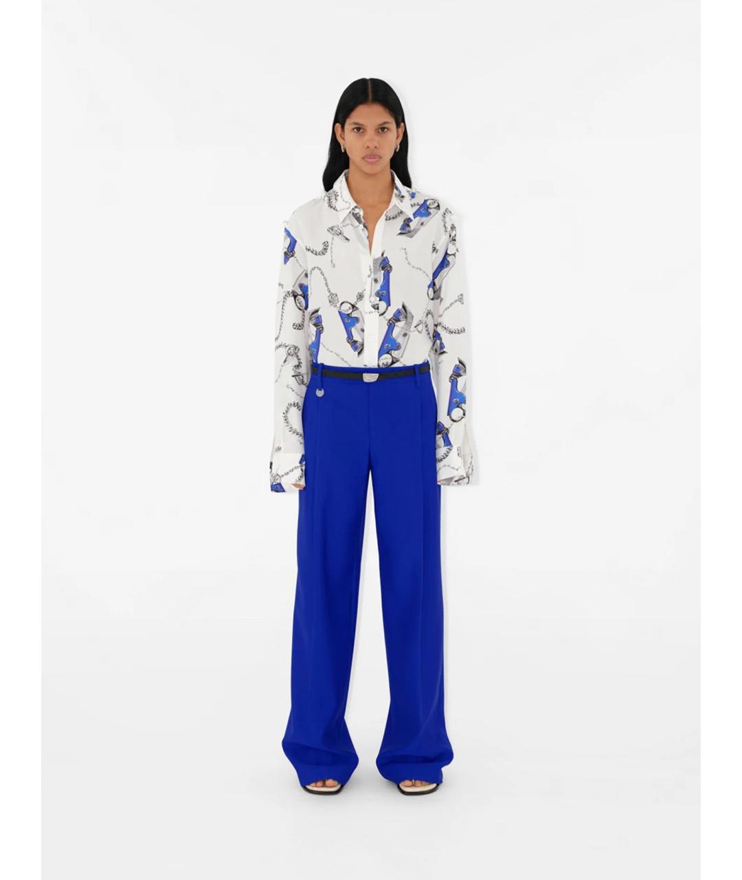 BURBERRY Синие шерстяные прямые брюки, фото 2