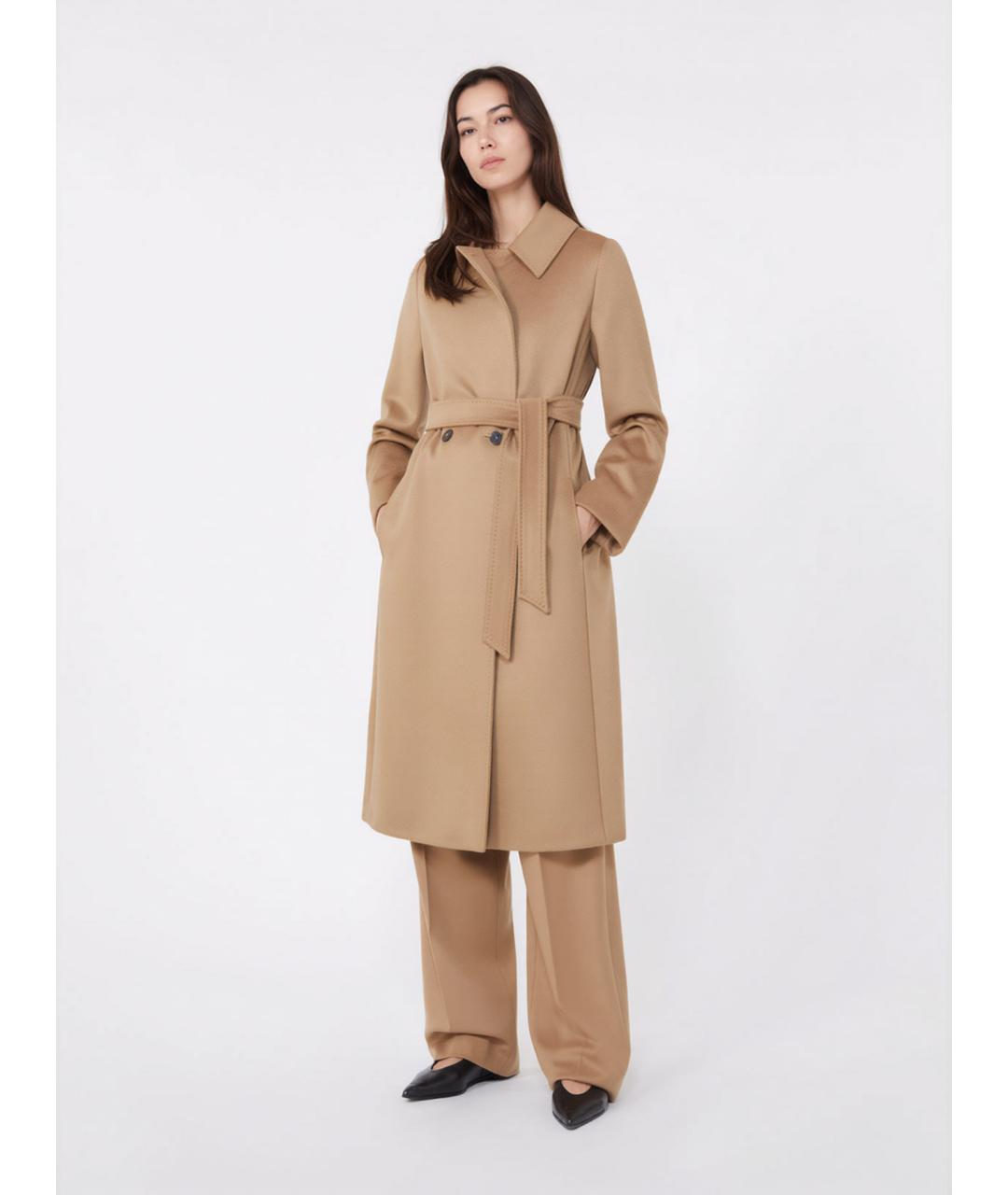 MAX MARA STUDIO Бежевое шерстяное пальто, фото 2