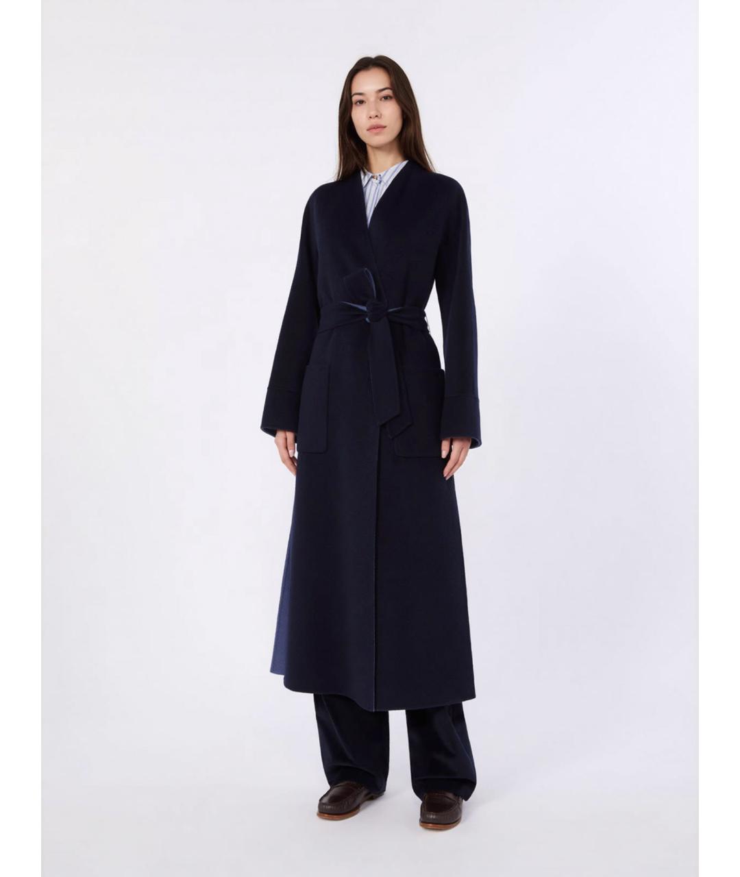 MAX MARA STUDIO Синее шерстяное пальто, фото 2