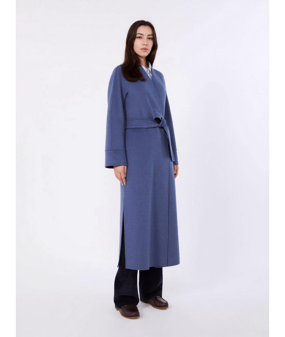 MAX MARA STUDIO Синее шерстяное пальто, фото 3
