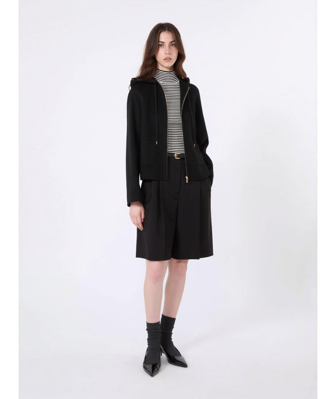 MAX MARA STUDIO Черные шерстяные шорты, фото 2