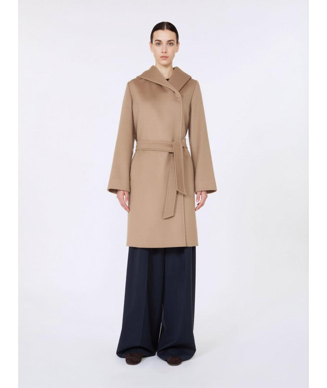 MAX MARA STUDIO Бежевое шерстяное пальто, фото 3