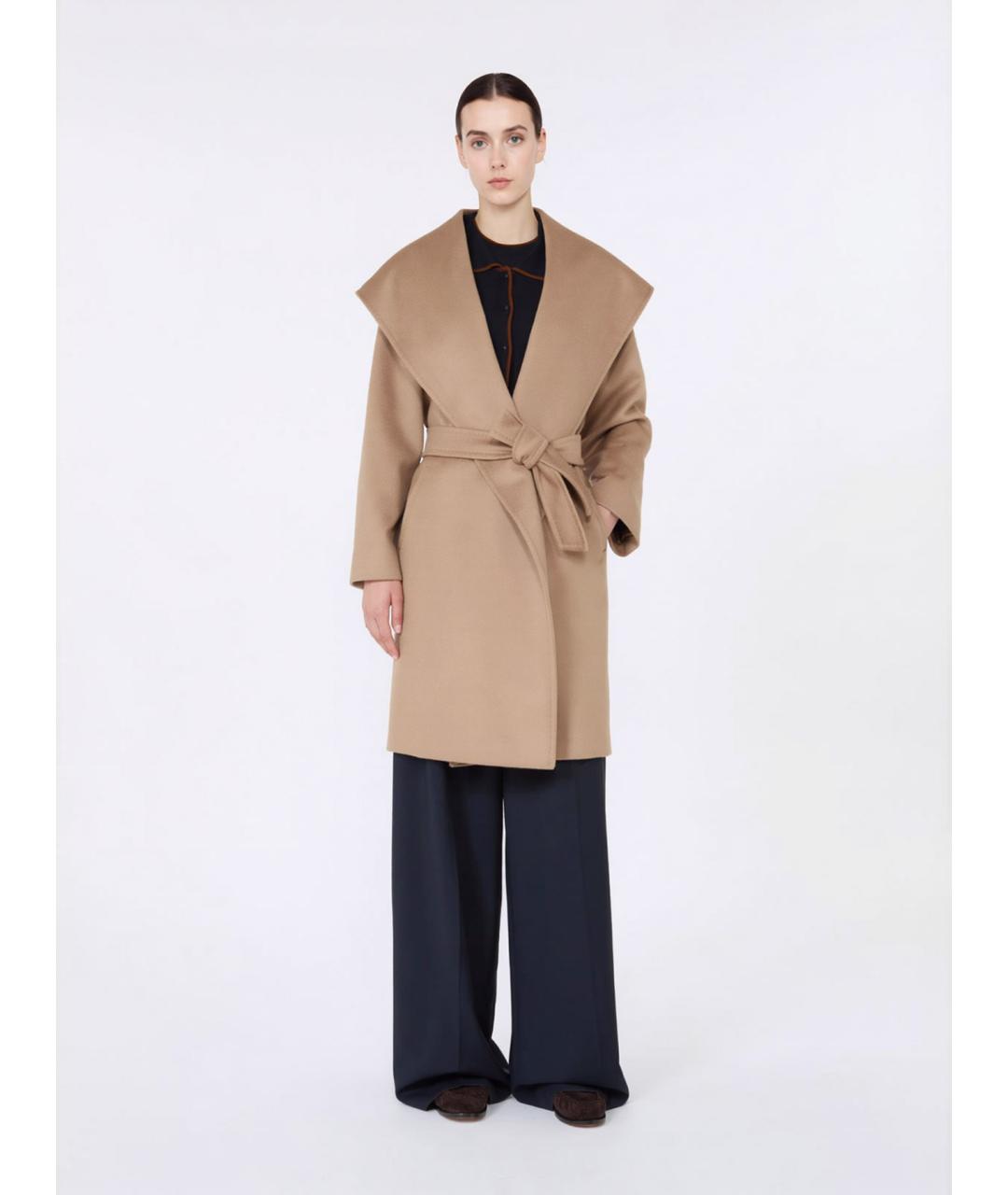 MAX MARA STUDIO Бежевое шерстяное пальто, фото 2