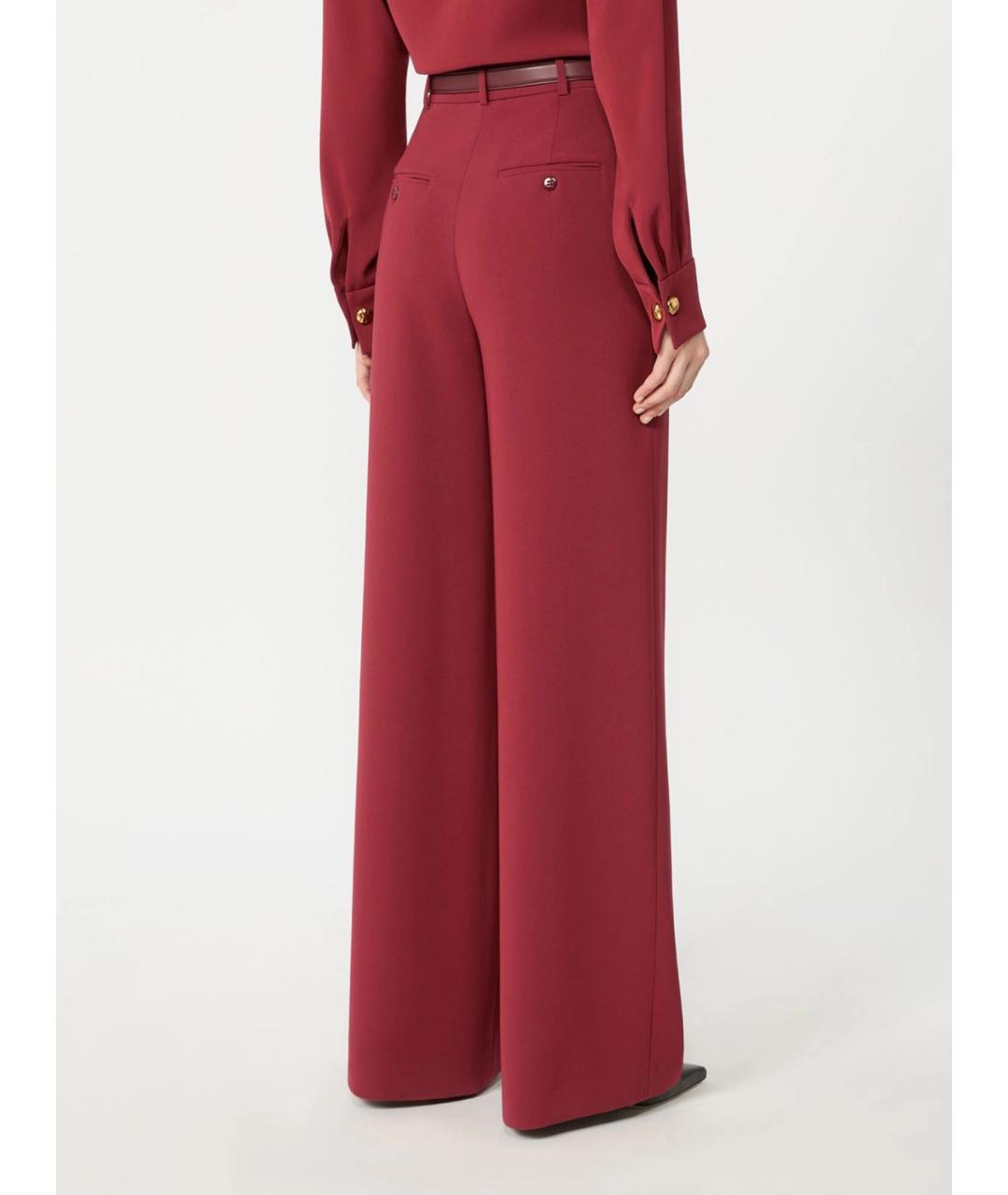 MAX MARA STUDIO Бордовые ацетатные брюки широкие, фото 4